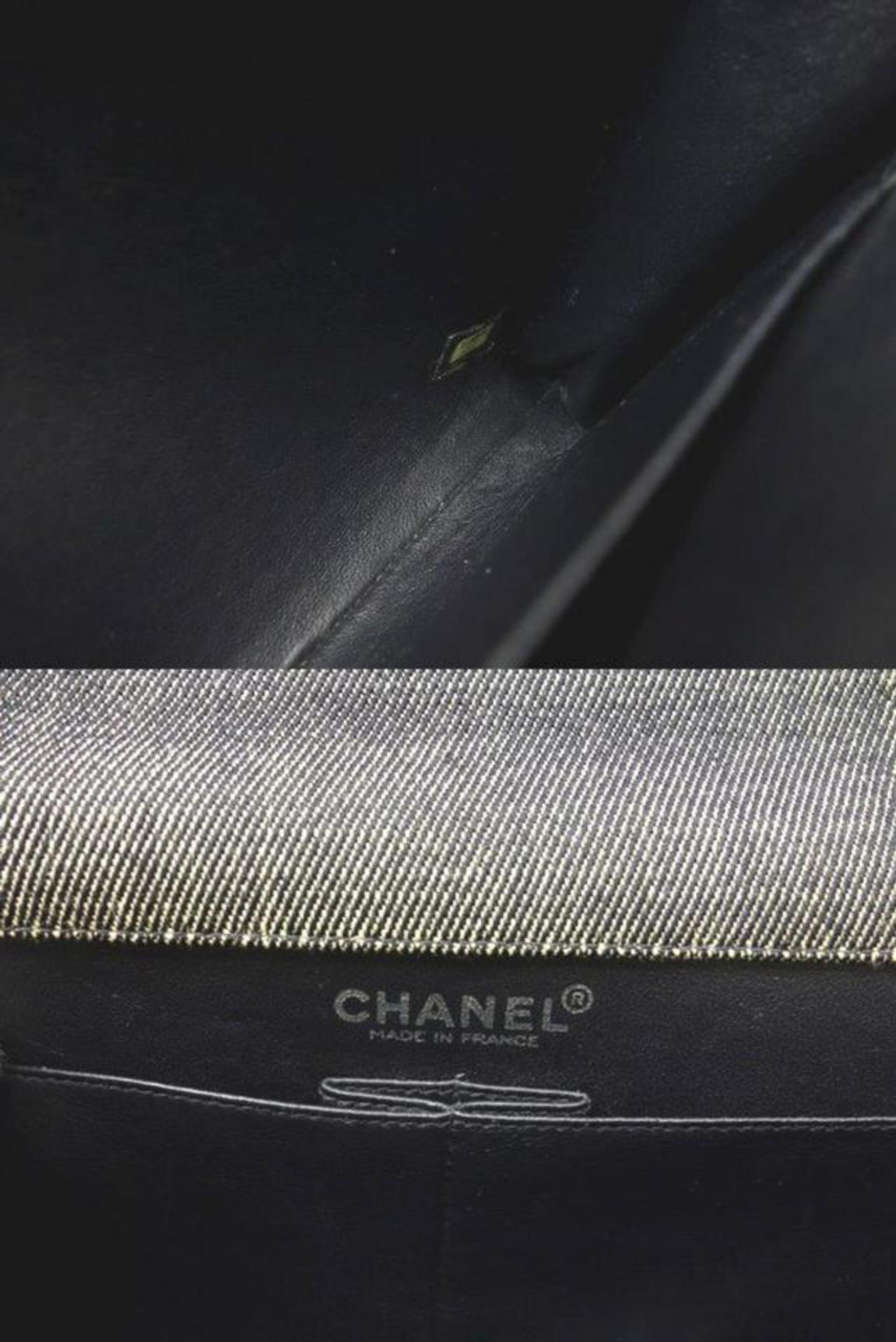 Black Chanel Wallet on Chain Charcoal Chocolate Bar Flap 228748 Denim Shoulder Bag For Sale