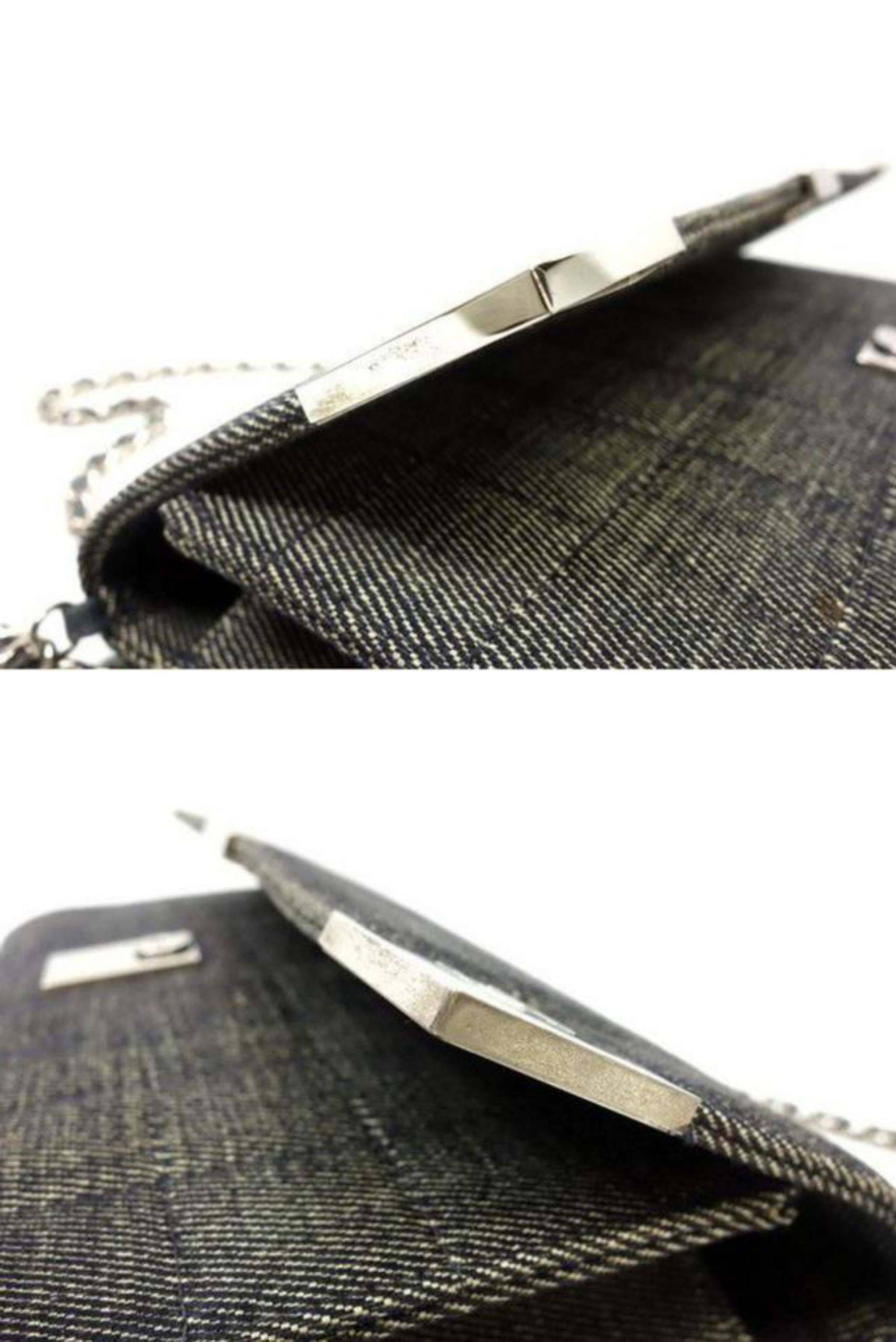 Chanel Wallet on Chain Charcoal Chocolate Bar Flap 228748 Denim Shoulder Bag For Sale 1