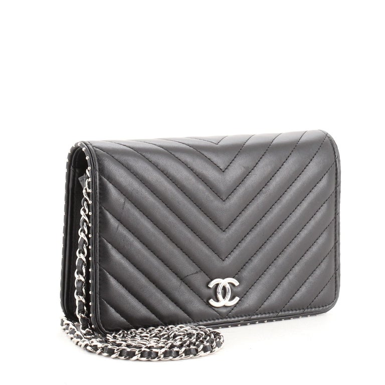 Chanel Wallet on Chain Chevron Lambskin with Studded Detail