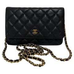 Chanel Wallet on Chain Classic Flap 2014 Black Caviar Leather Gold Hardware