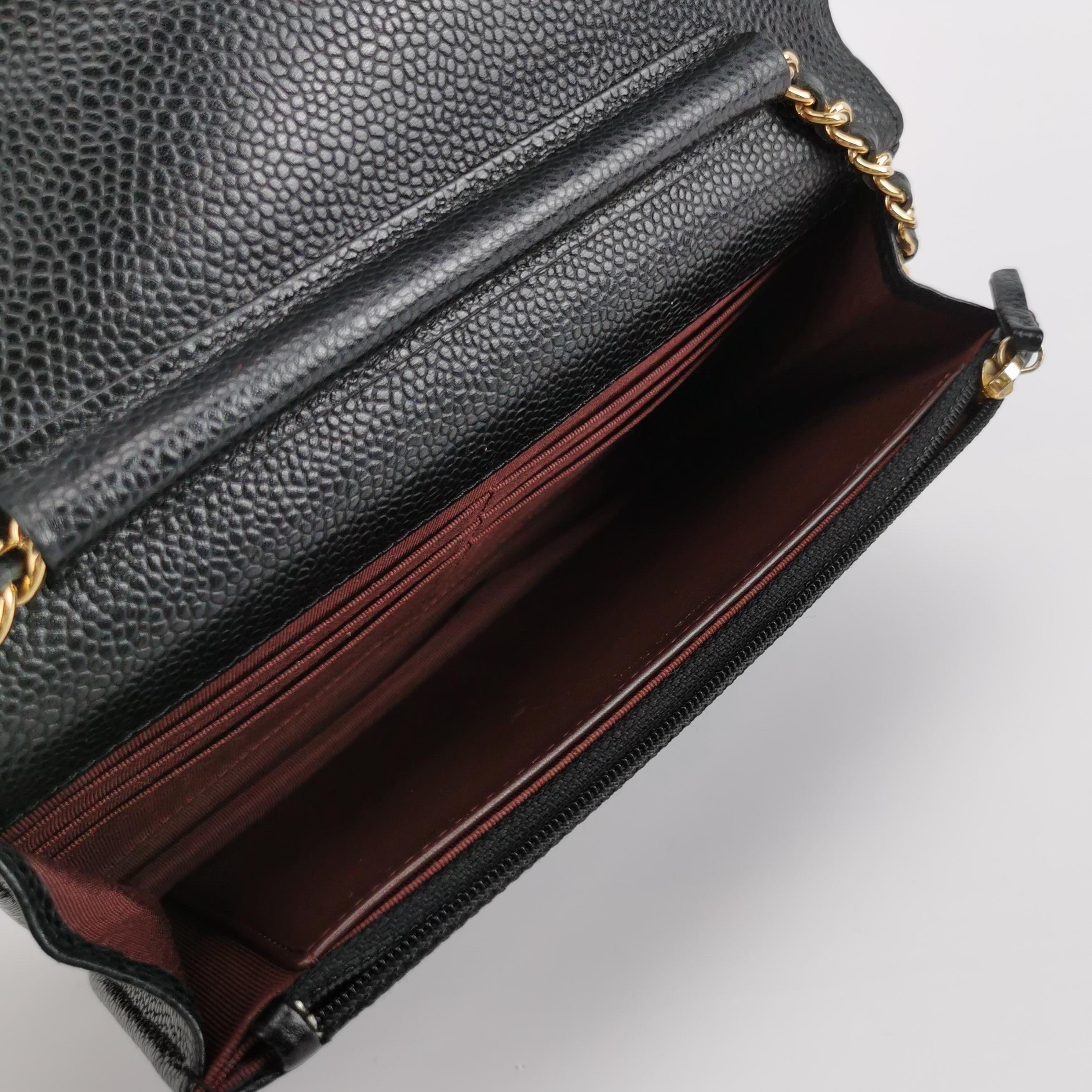 Chanel Wallet on Chain Classic Flap Black Caviar Leather Gold Hardware 2016-17 For Sale 6