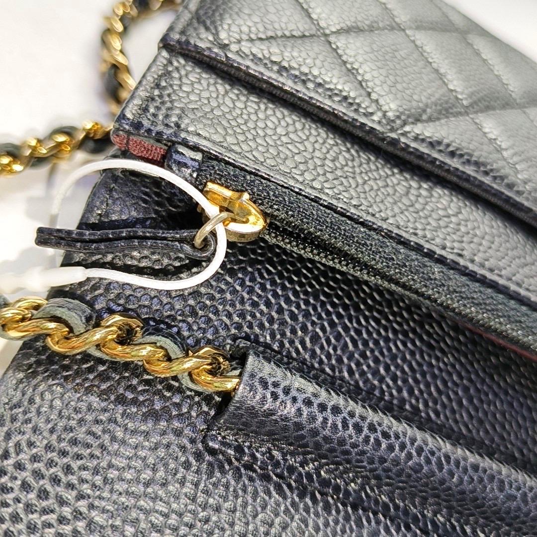 Chanel Wallet on Chain Classic Flap Black Caviar Leather Gold Hardware 2016-17 For Sale 8