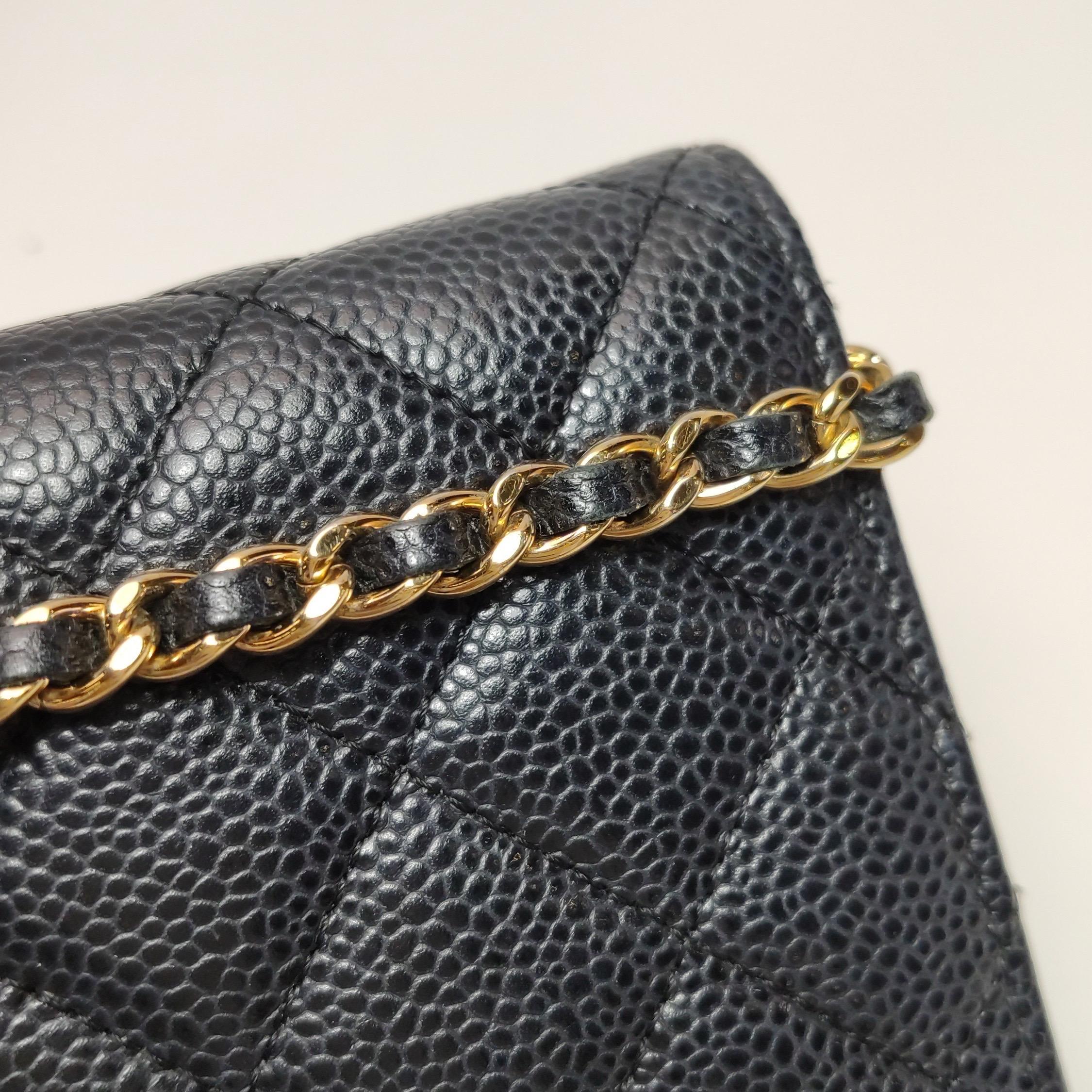 Chanel Wallet on Chain Classic Flap Black Caviar Leather Gold Hardware 2016-17 For Sale 10