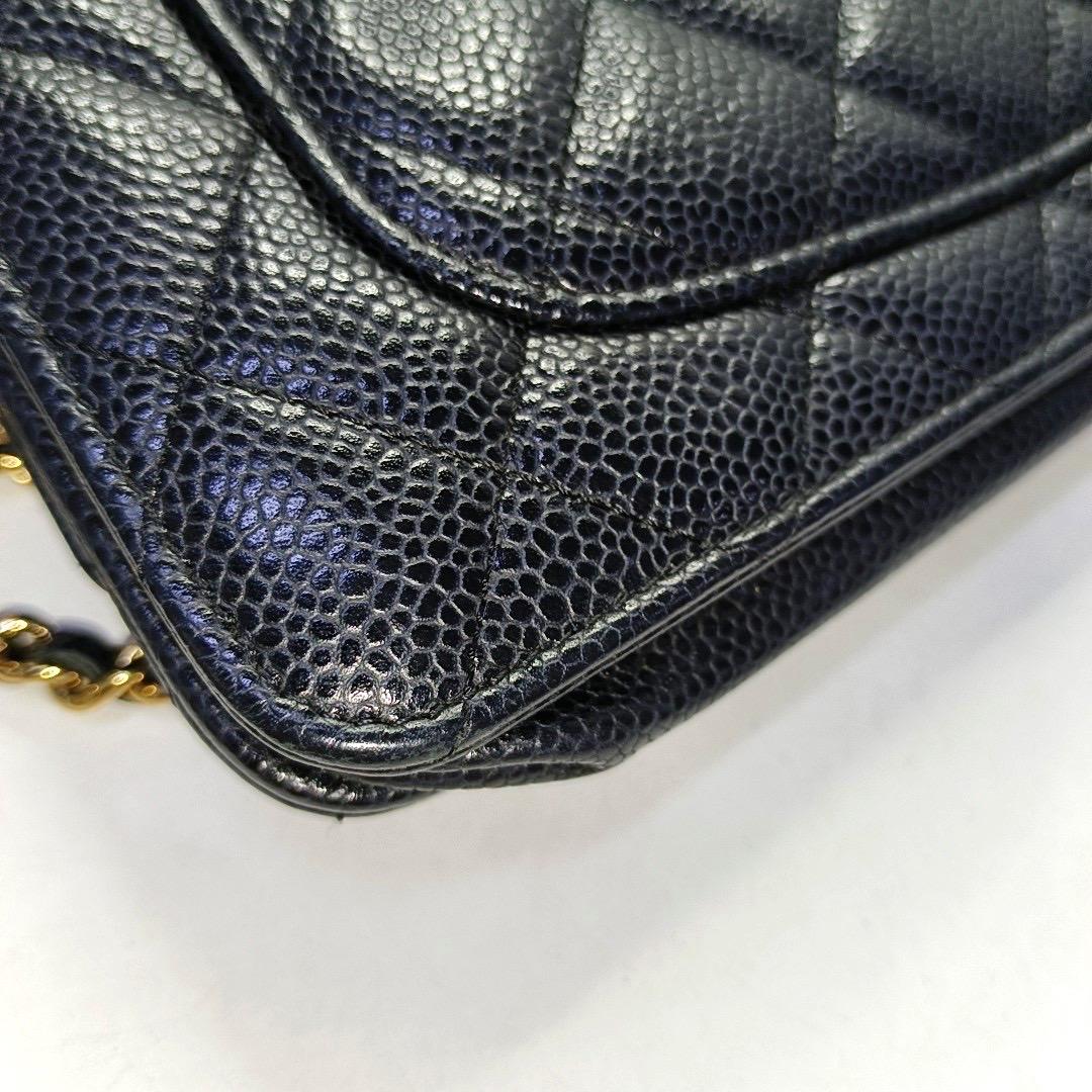 Chanel Wallet on Chain Classic Flap Black Caviar Leather Gold Hardware 2016-17 For Sale 11