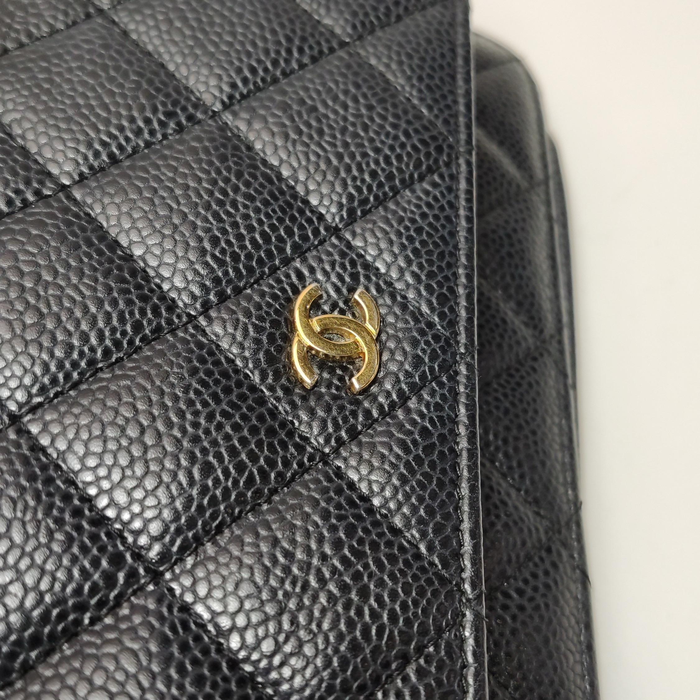 Chanel Wallet on Chain Classic Flap Black Caviar Leather Gold Hardware 2016-17 For Sale 11