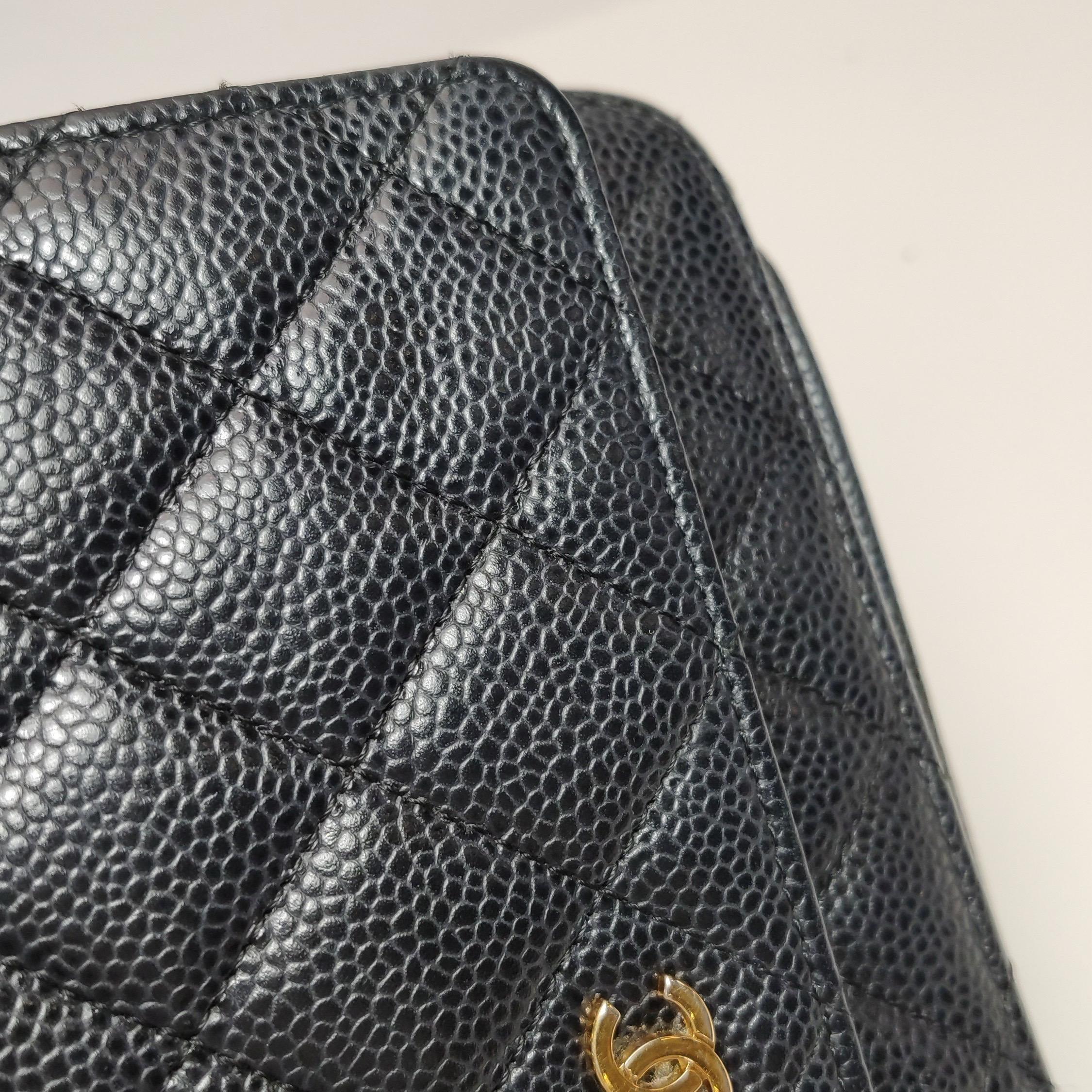 Chanel Wallet on Chain Classic Flap Black Caviar Leather Gold Hardware 2016-17 For Sale 12