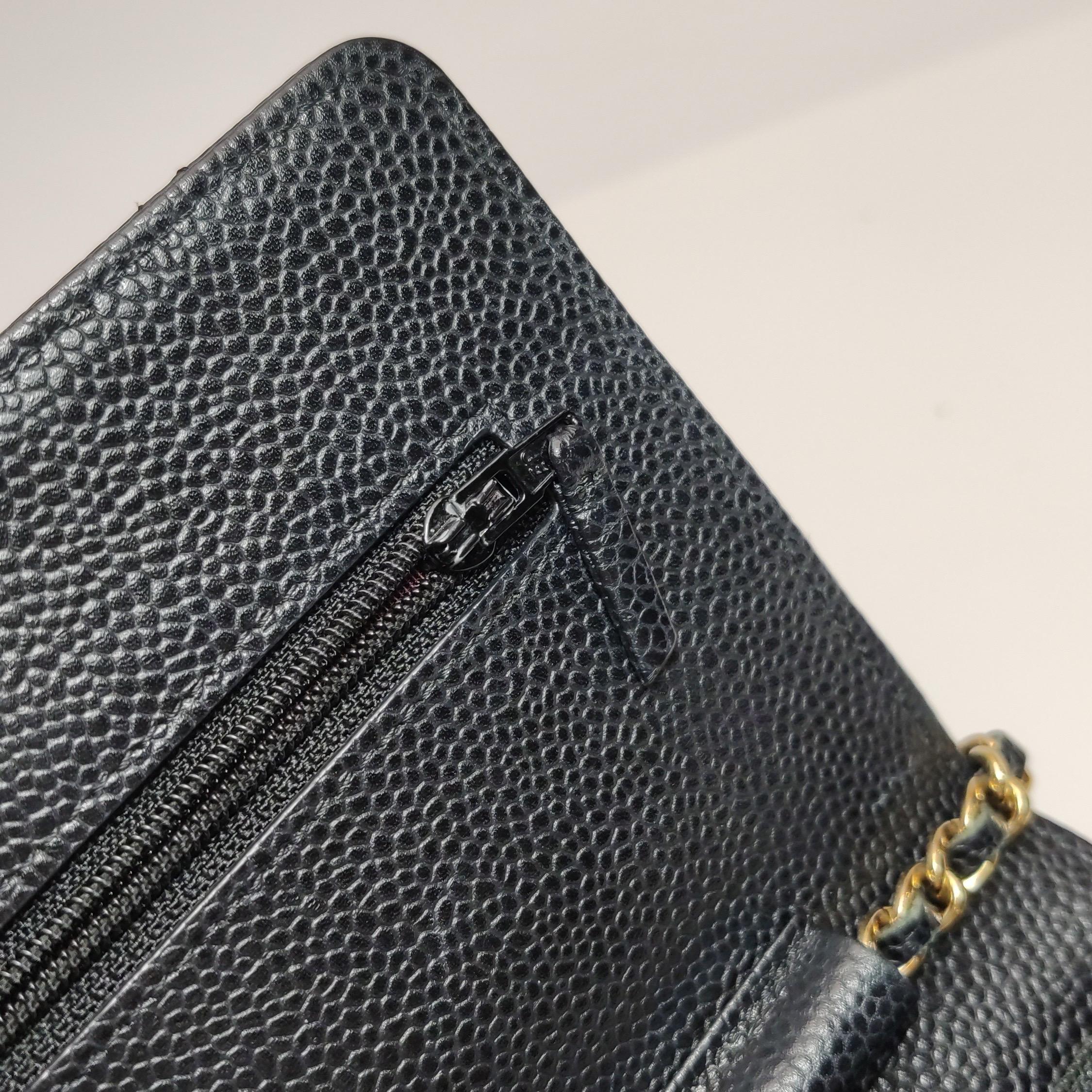 Chanel Wallet on Chain Classic Flap Black Caviar Leather Gold Hardware 2016-17 For Sale 13