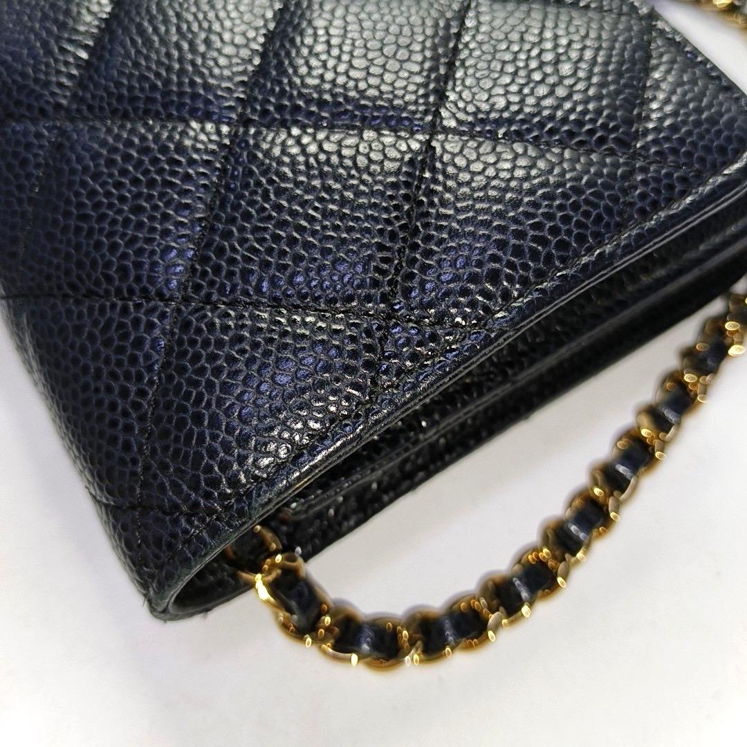 Chanel Wallet on Chain Classic Flap Black Caviar Leather Gold Hardware 2016-17 For Sale 4