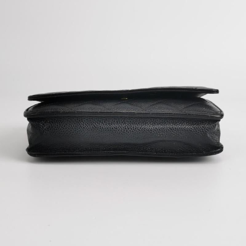 Chanel Wallet on Chain Classic Flap Black Caviar Leather Gold Hardware 2018-19 en vente 3