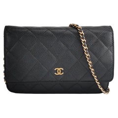 Chanel Wallet on Chain Classic Flap Black Caviar Leather Gold Hardware 2018-19