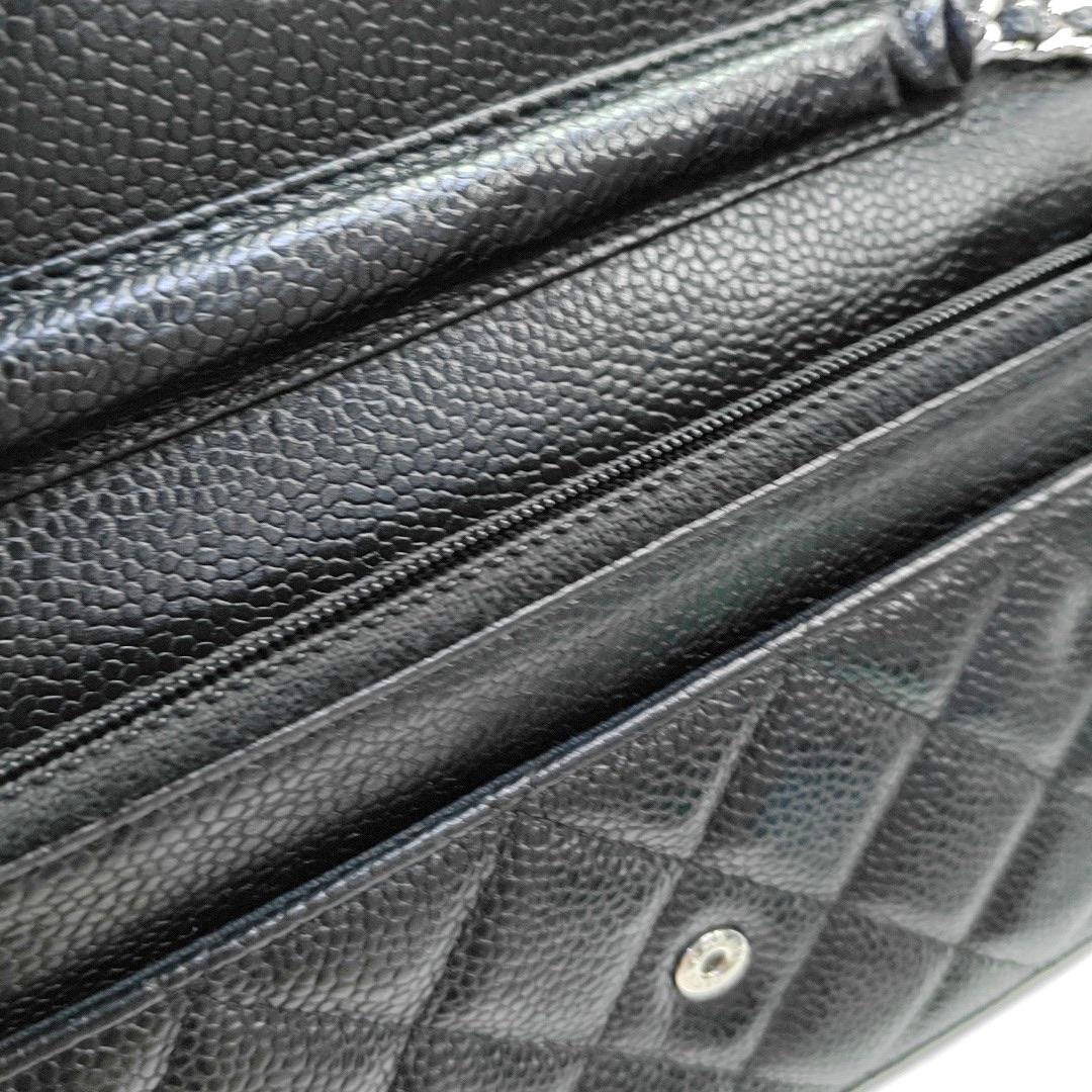 Chanel Wallet on Chain Classic Flap Black Caviar Leather Silver Hardware in vendita 5