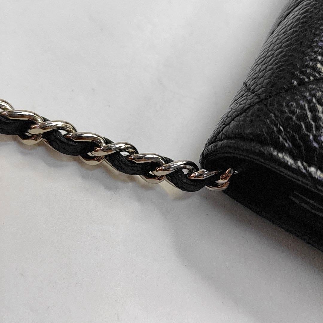 Chanel Wallet on Chain Classic Flap Black Caviar Leather Silver Hardware in vendita 7