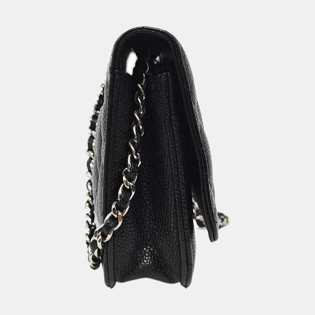 Nero Chanel Wallet on Chain Classic Flap Black Caviar Leather Silver Hardware in vendita