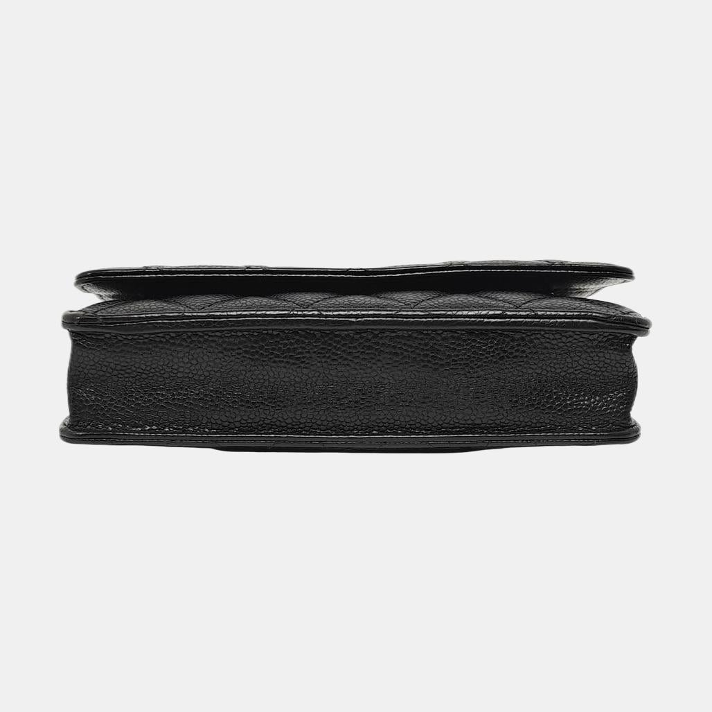 Donna Chanel Wallet on Chain Classic Flap Black Caviar Leather Silver Hardware in vendita