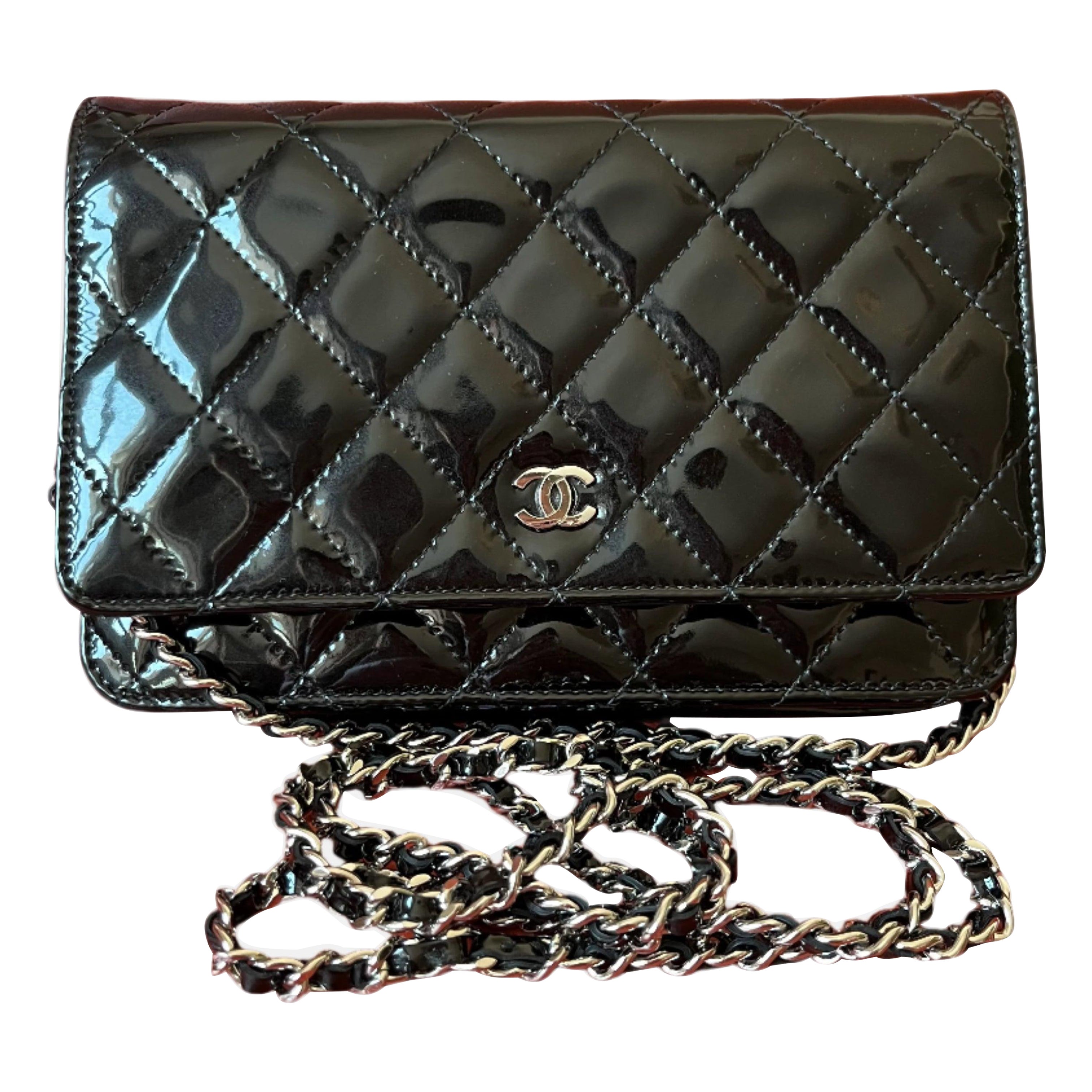 Chanel Wallet on Chain Classic Flap Black Patent Leather