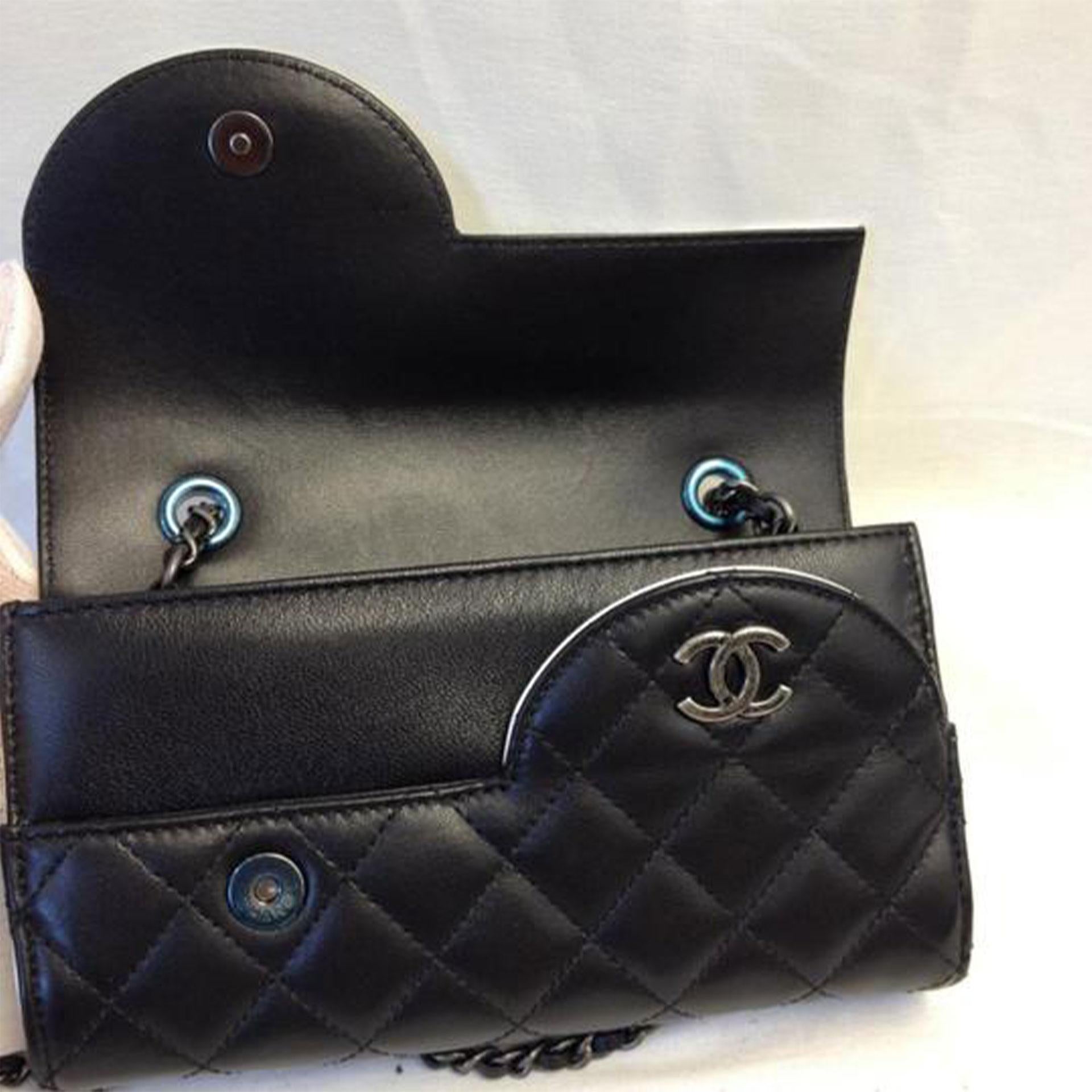 Black Chanel Wallet on Chain Classic Flap Rare Yin Yang Mini Woc Cross Body Bag For Sale