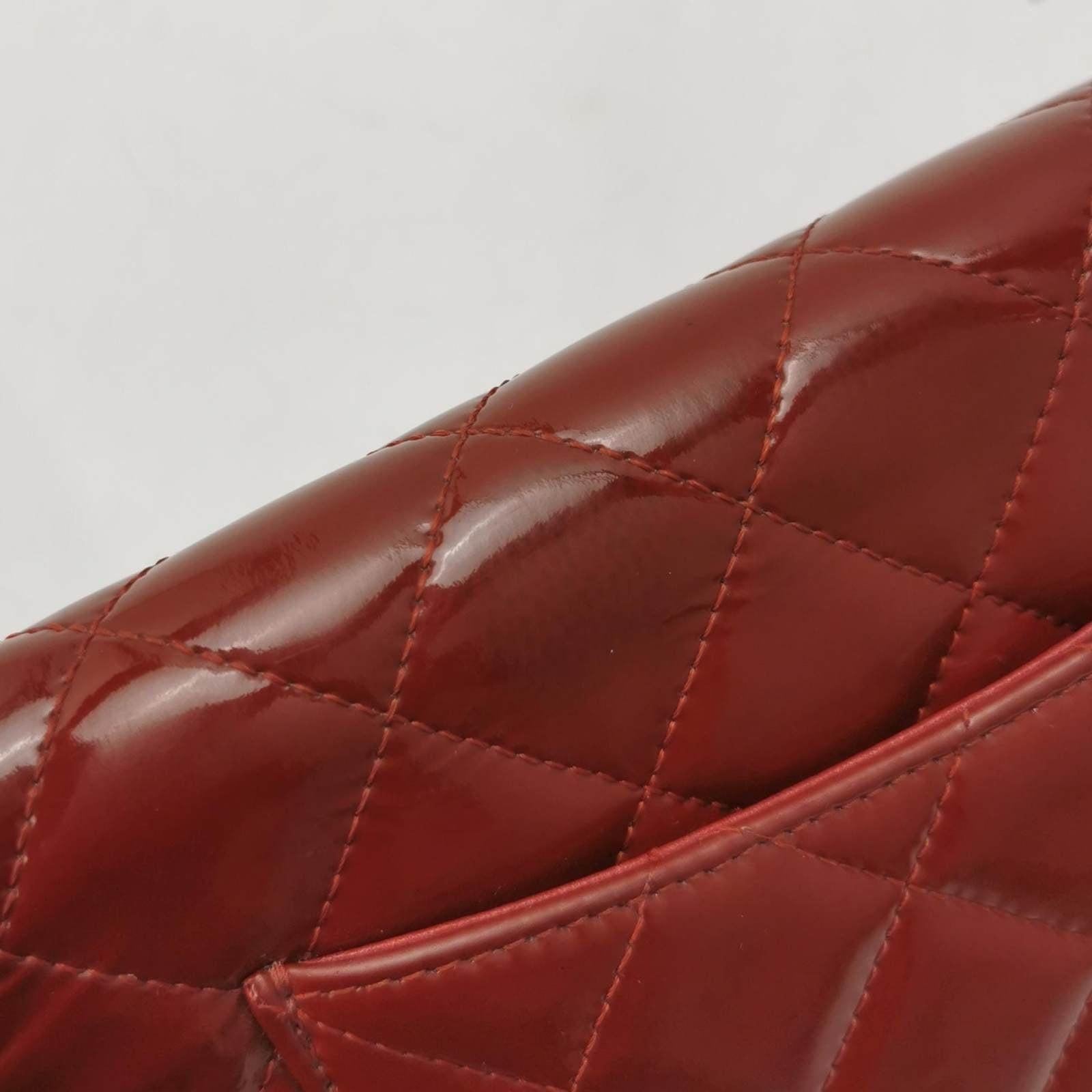 Chanel Wallet on Chain Classic Flap Red Patent Leather For Sale 8