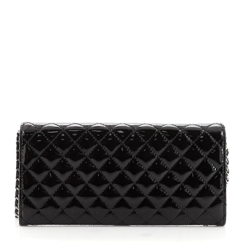 Black Chanel Wallet On Chain Clutch Quilted Patent East West