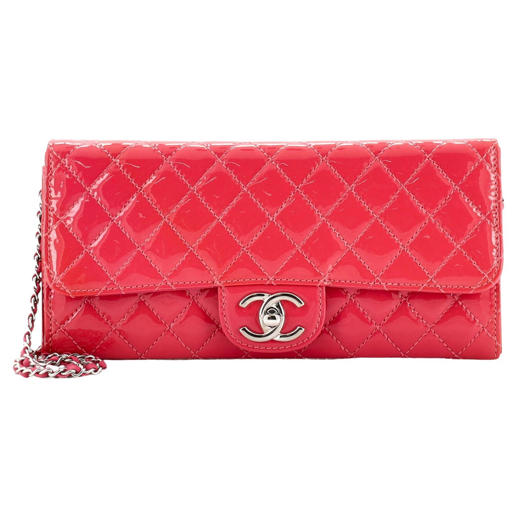 Chanel Wallet On Chain Clutch Quilted Patent East West