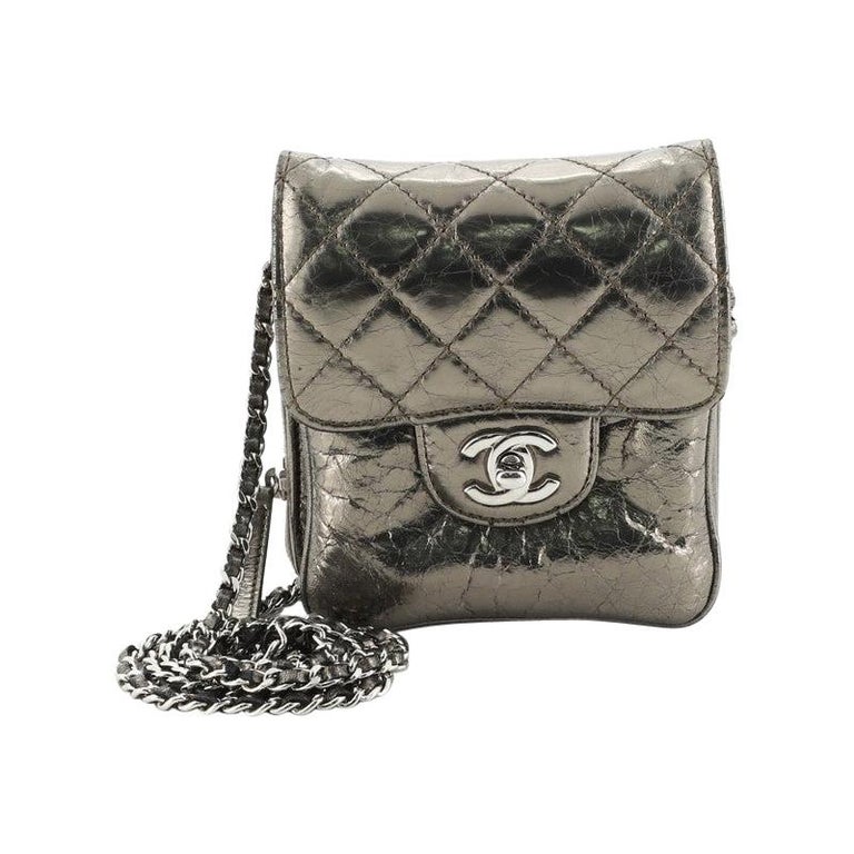 Chanel Wallet On Chain Flap Bag Quilted Metallic Calfskin Mini at 1stDibs