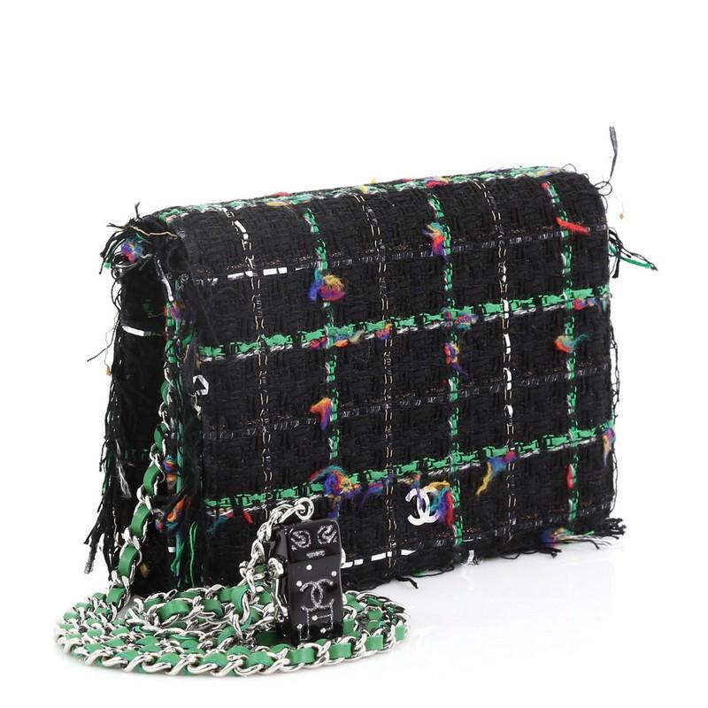 Black Chanel Wallet on Chain Fringe Tweed
