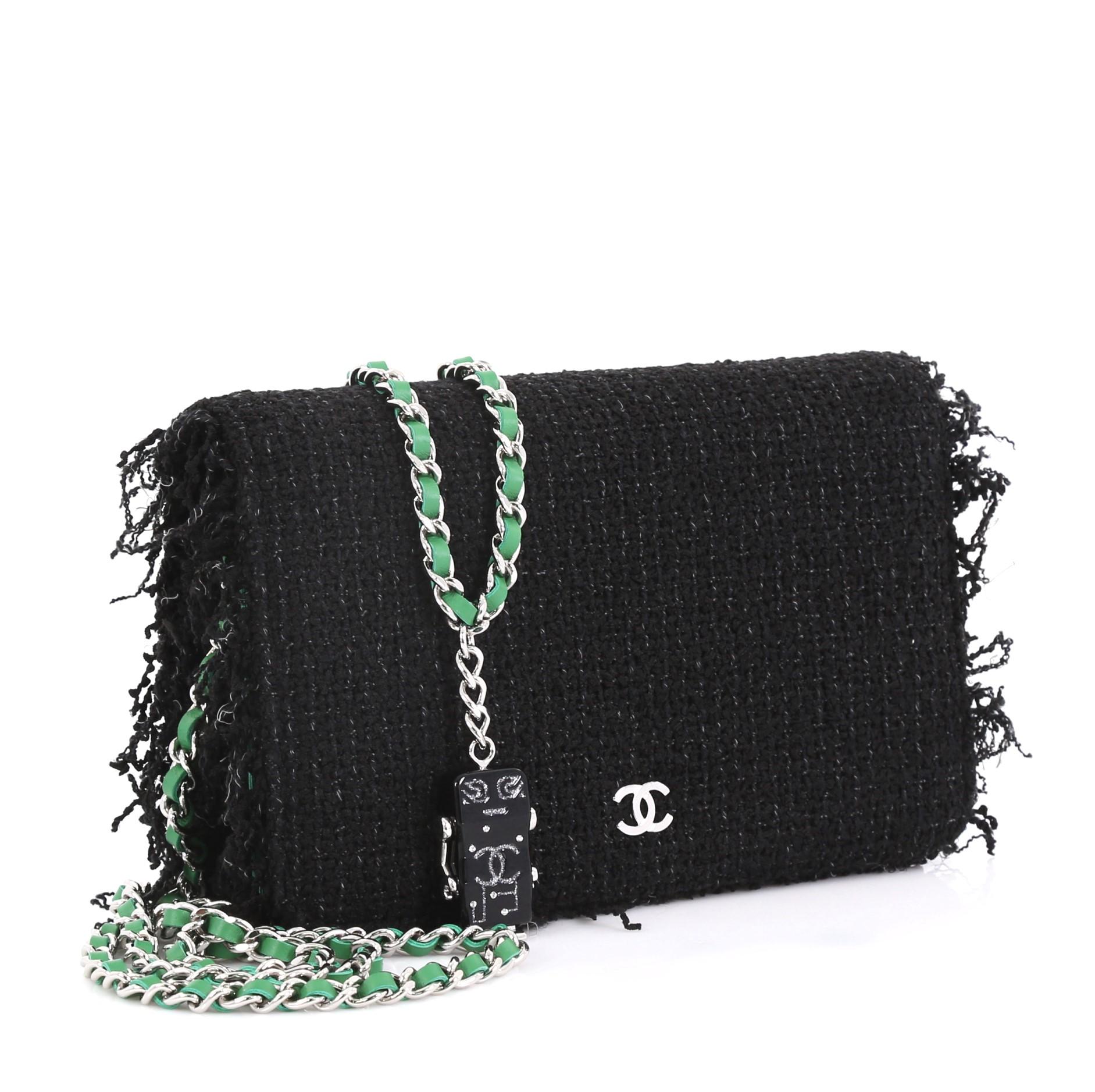 chanel tweed wallet on chain