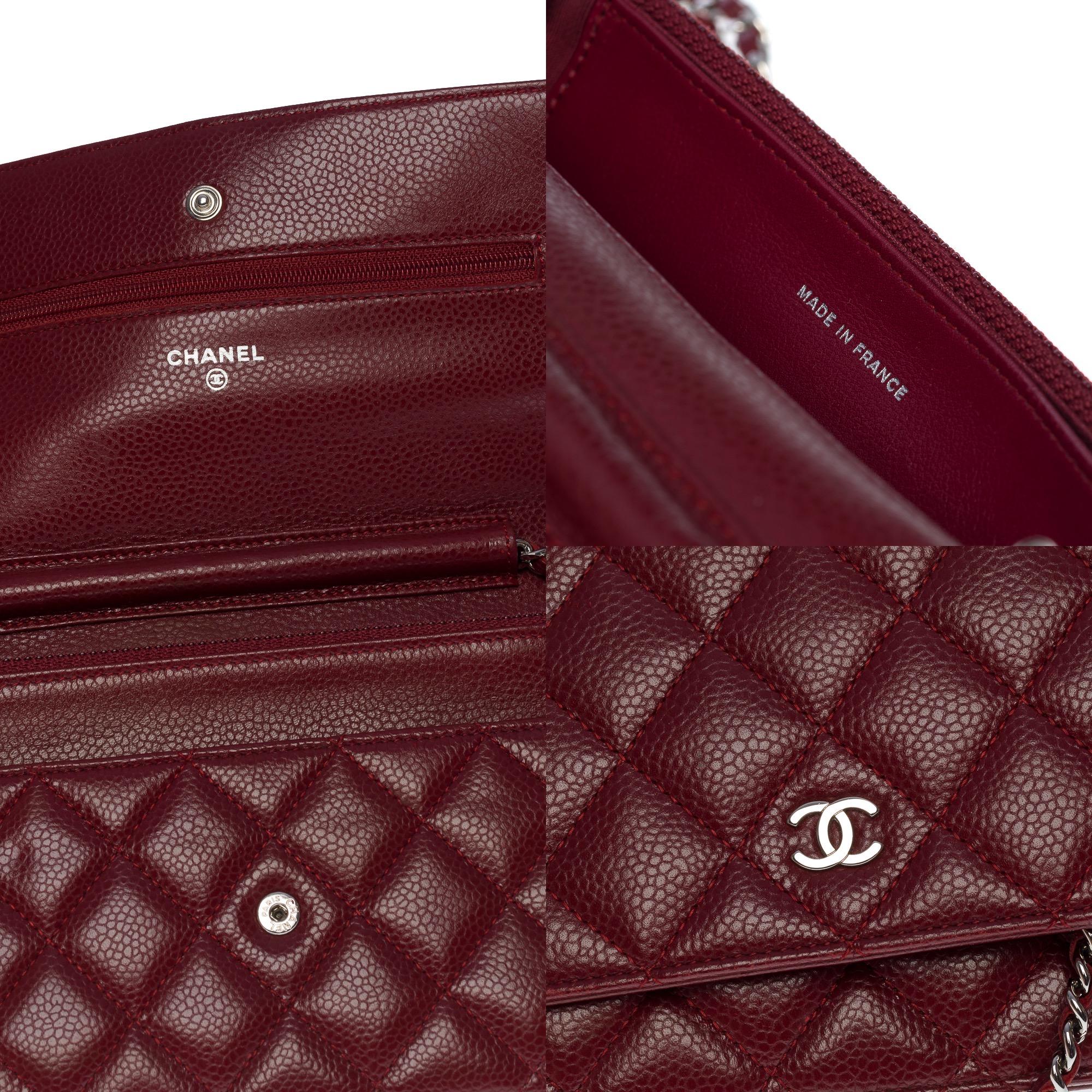 Chanel Wallet On Chain handbag in burgundy quilted caviar leather, SHW 2
