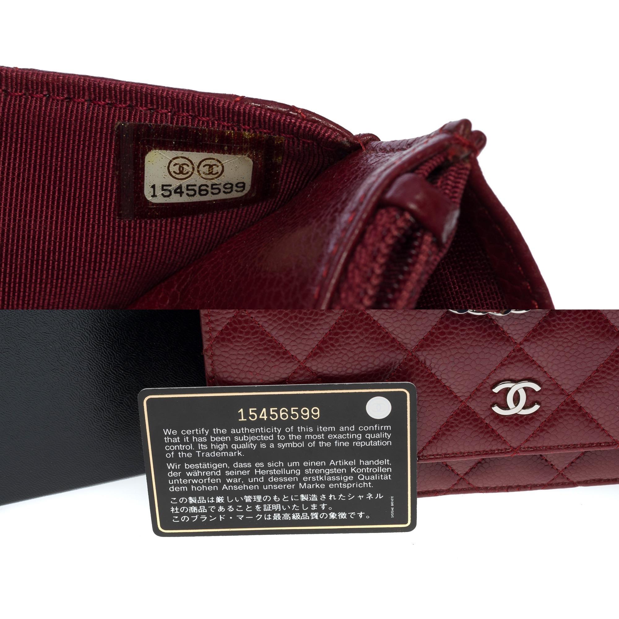 Chanel Wallet On Chain handbag in burgundy quilted caviar leather, SHW 3