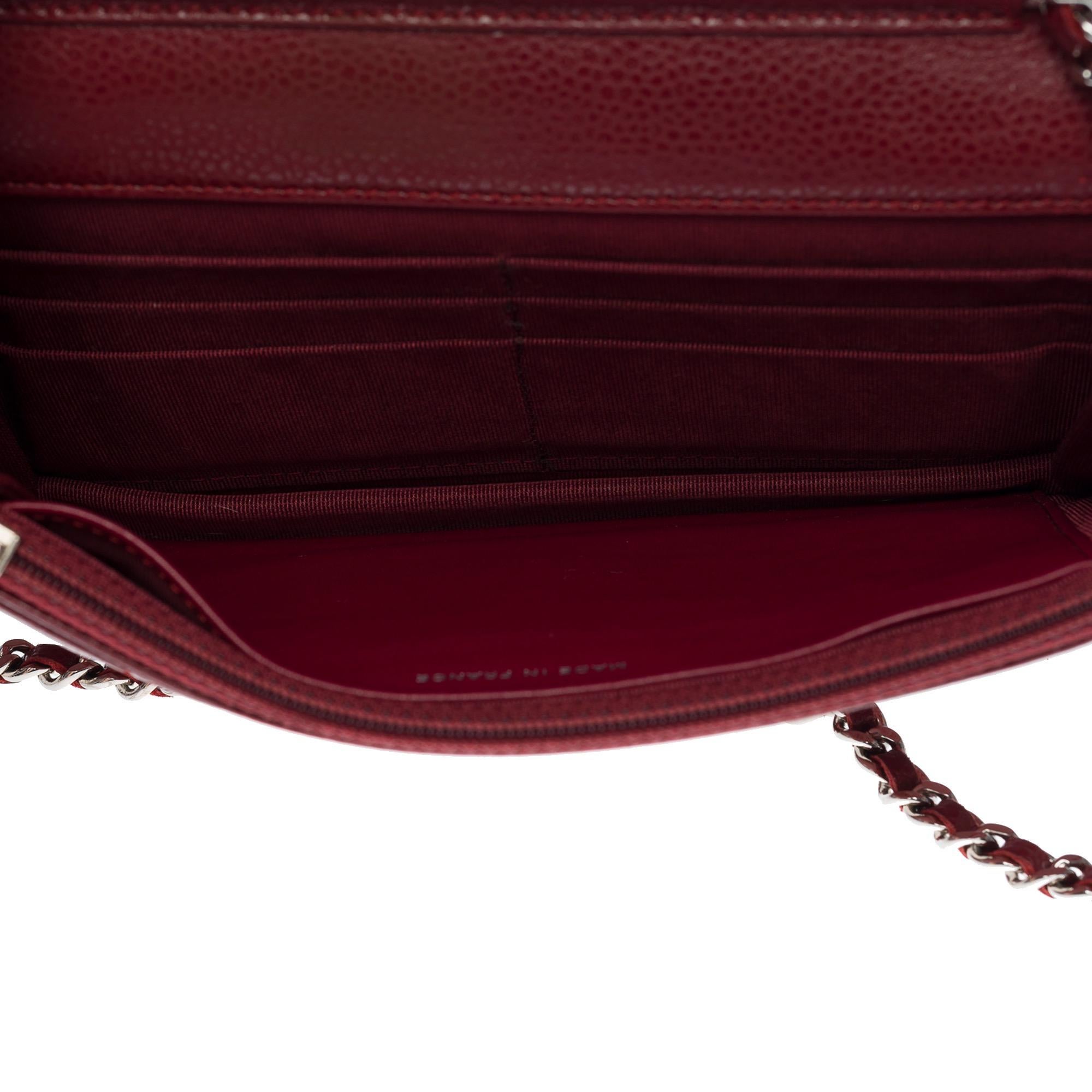 Chanel Wallet On Chain handbag in burgundy quilted caviar leather, SHW 4