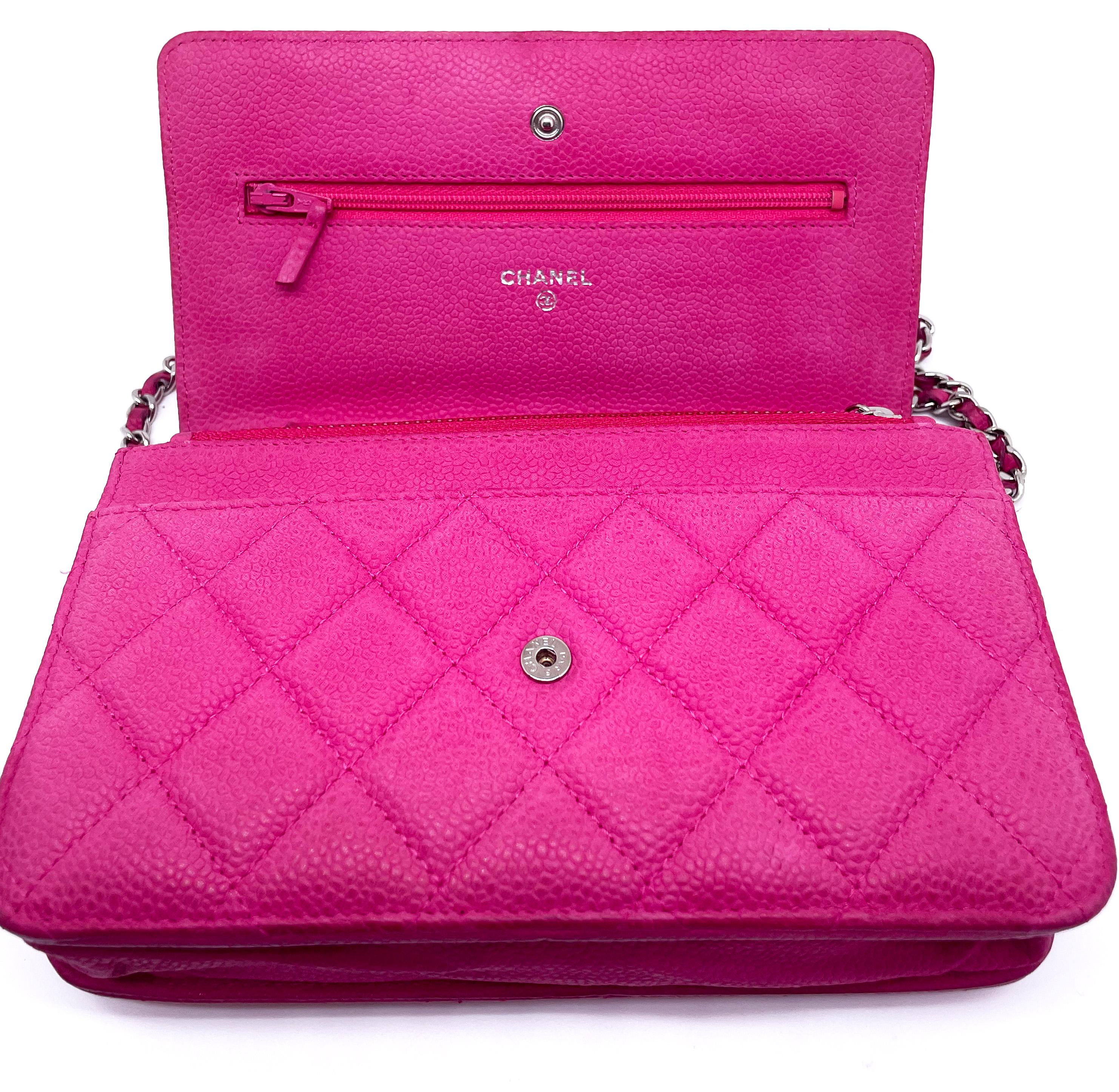 Chanel Wallet on Chain Handbag Pink Caviar Leather 6