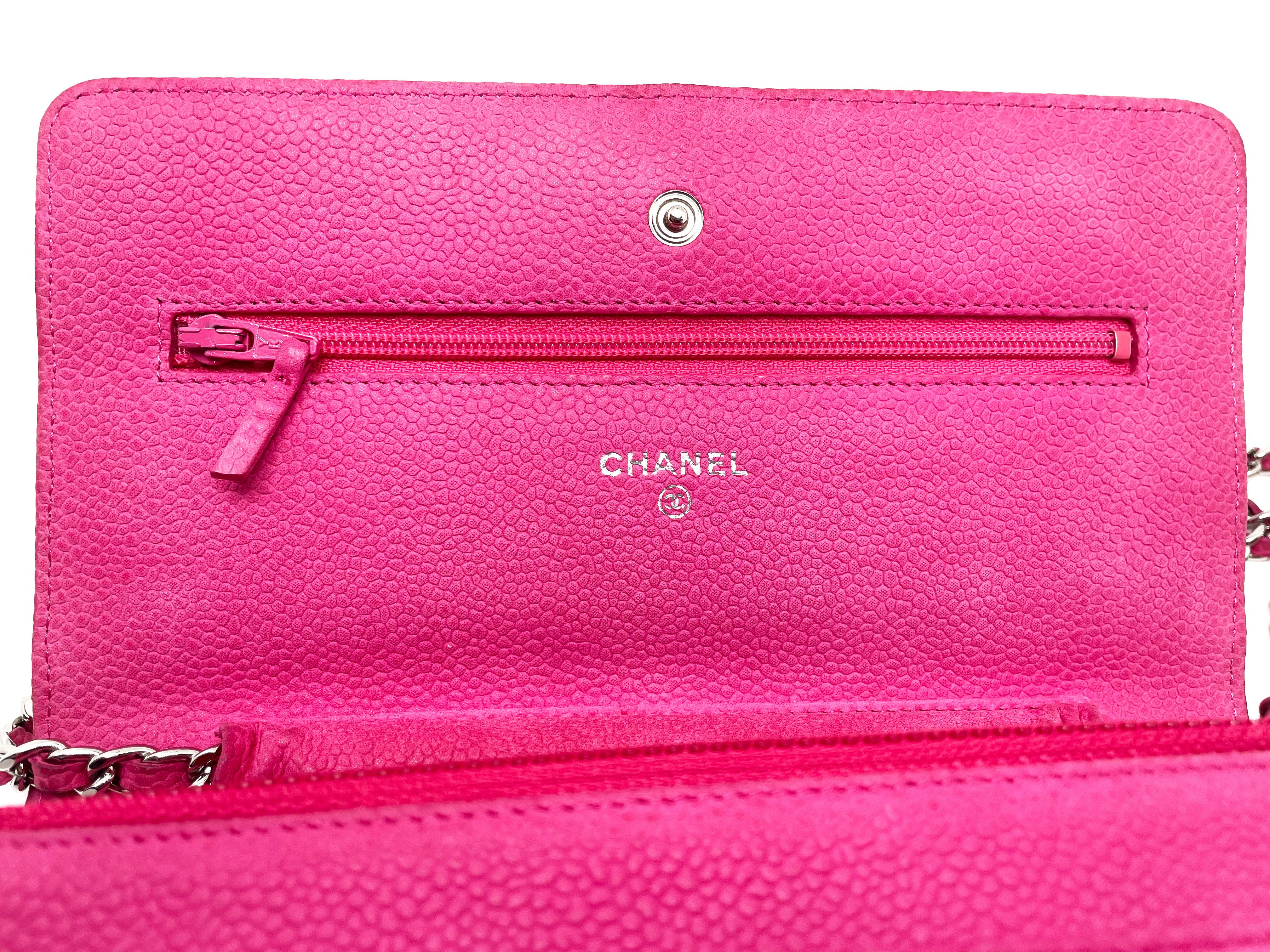 Chanel Wallet on Chain Handbag Pink Caviar Leather 9