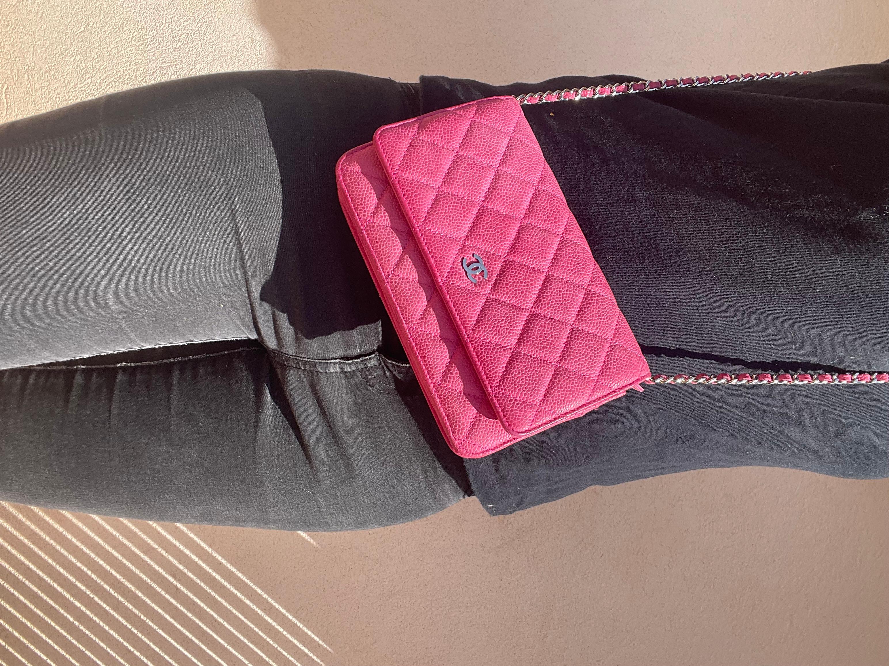 Chanel Wallet on Chain Handbag Pink Caviar Leather 14