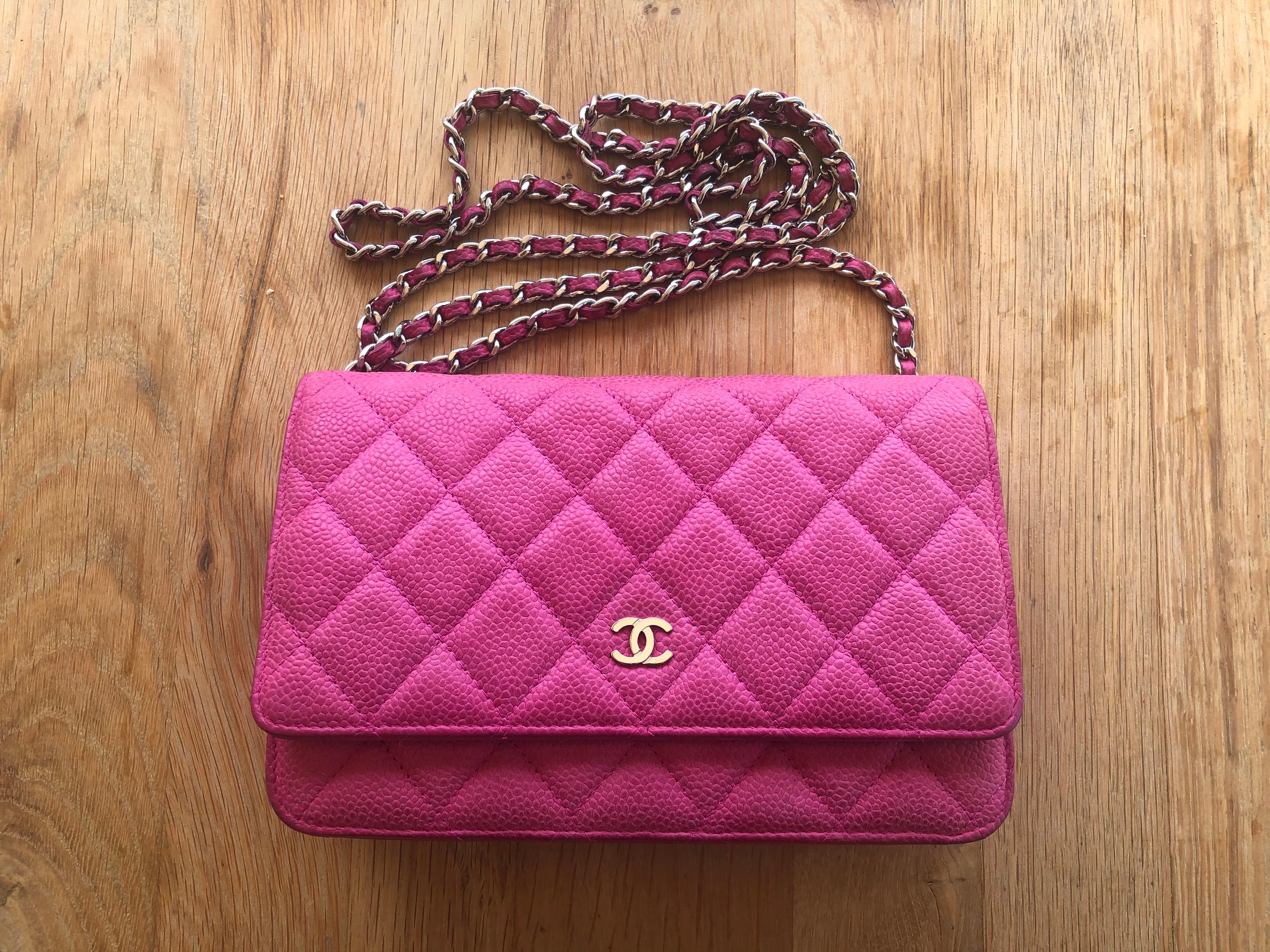 Chanel Wallet on Chain Handbag Pink Caviar Leather 15