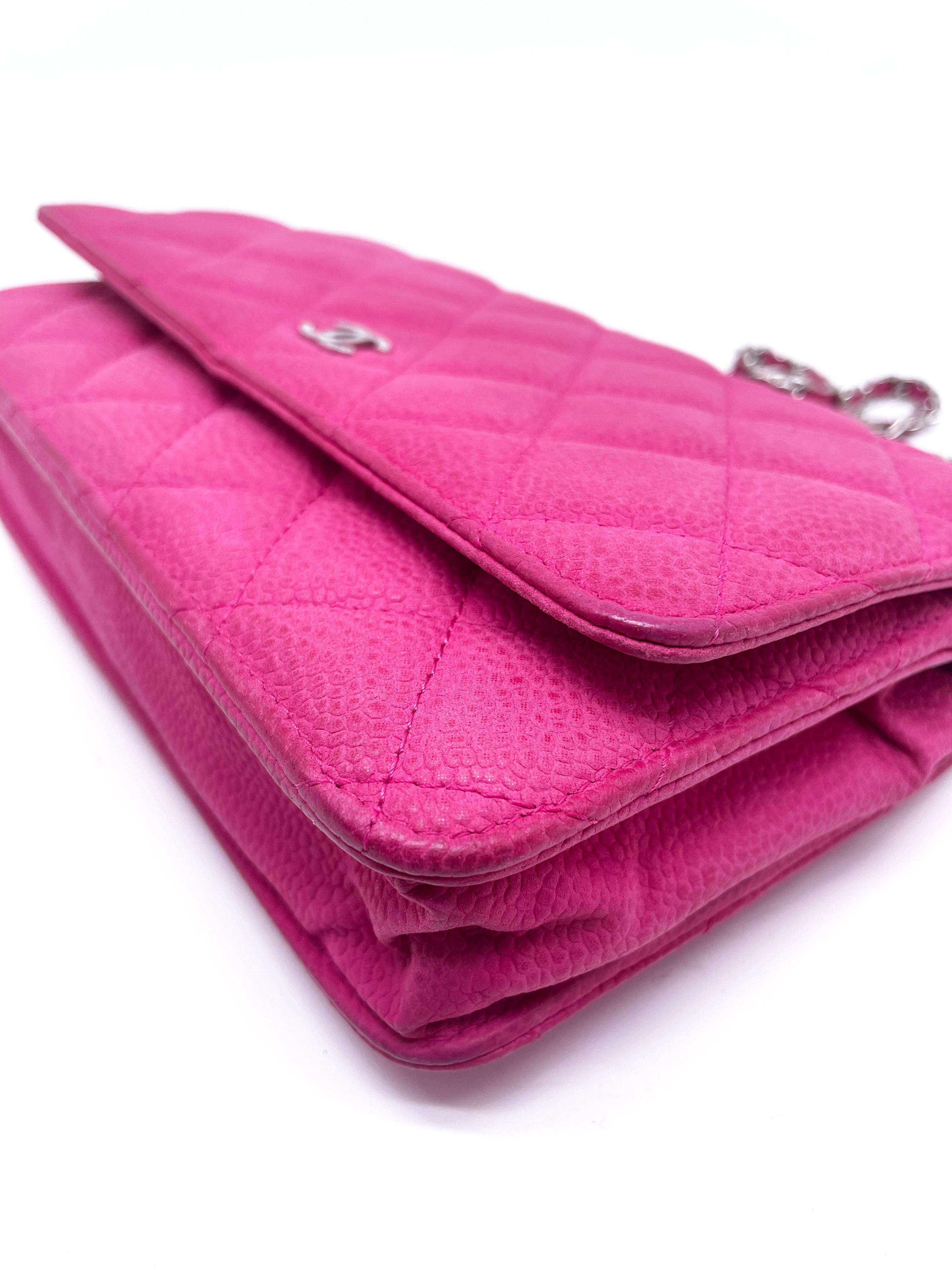Chanel Wallet on Chain Handbag Pink Caviar Leather 4