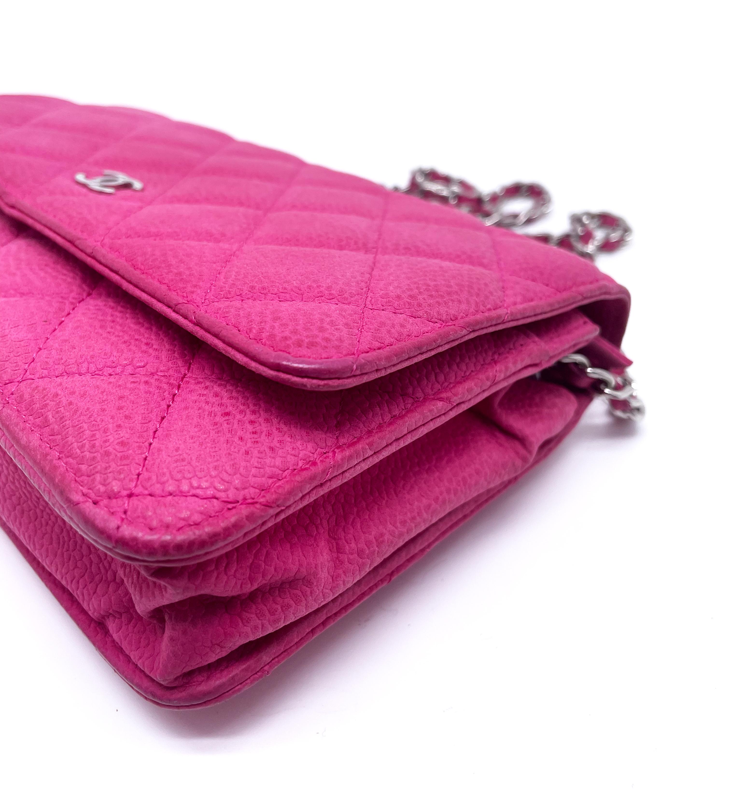 Chanel Wallet on Chain Handbag Pink Caviar Leather 5