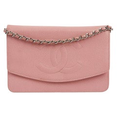 CHANEL Wallet on Chain in Grained Pink Leather