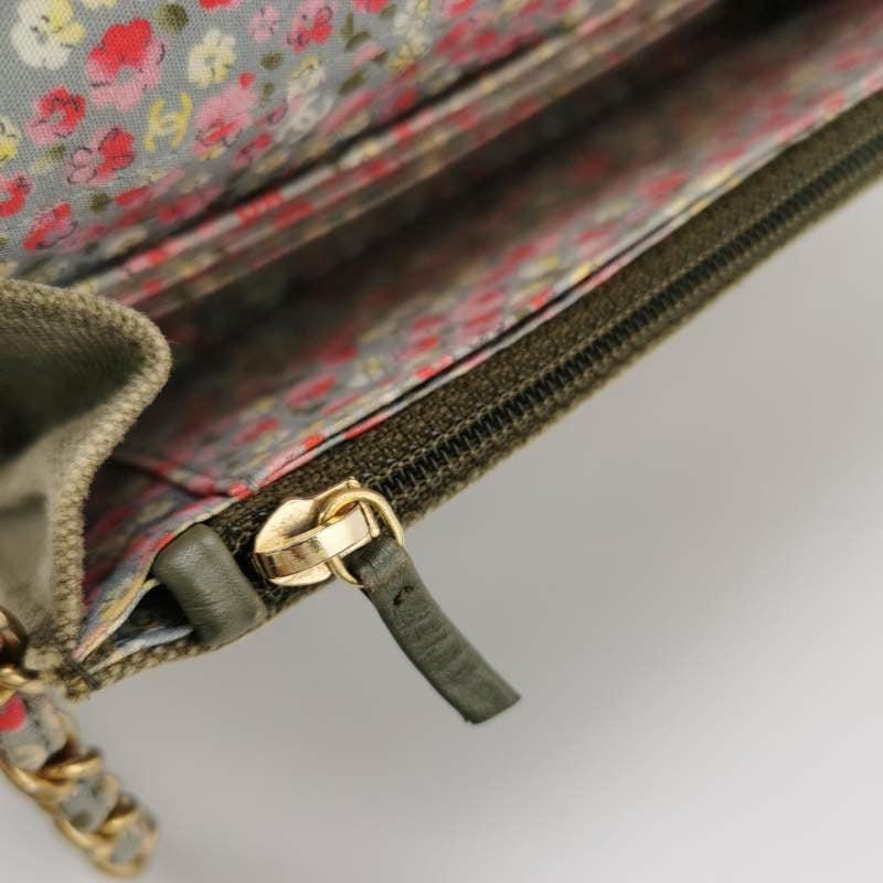 Chanel Wallet on Chain Khaki Quilted Canvas Coco Cuba Charms 2017 5
