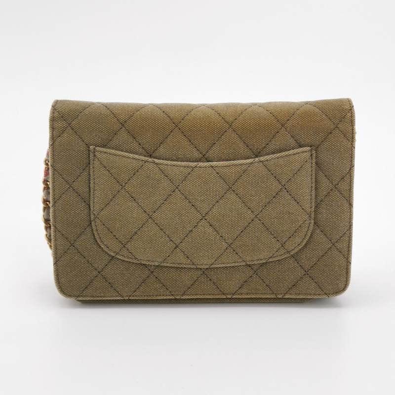 Chanel Wallet on Chain Khaki Quilted Canvas Coco Cuba Charms 2017 1