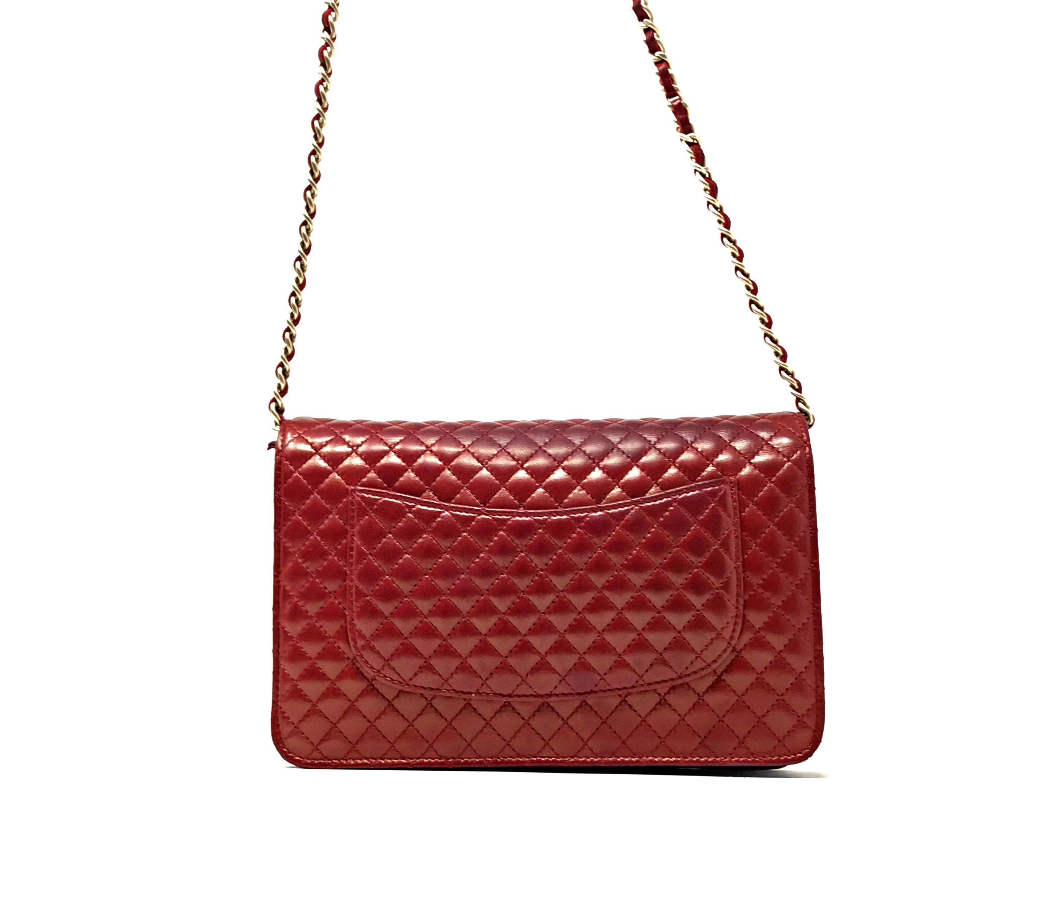 Chanel Wallet on Chain Lambskin Leather Bordeaux .2008 1