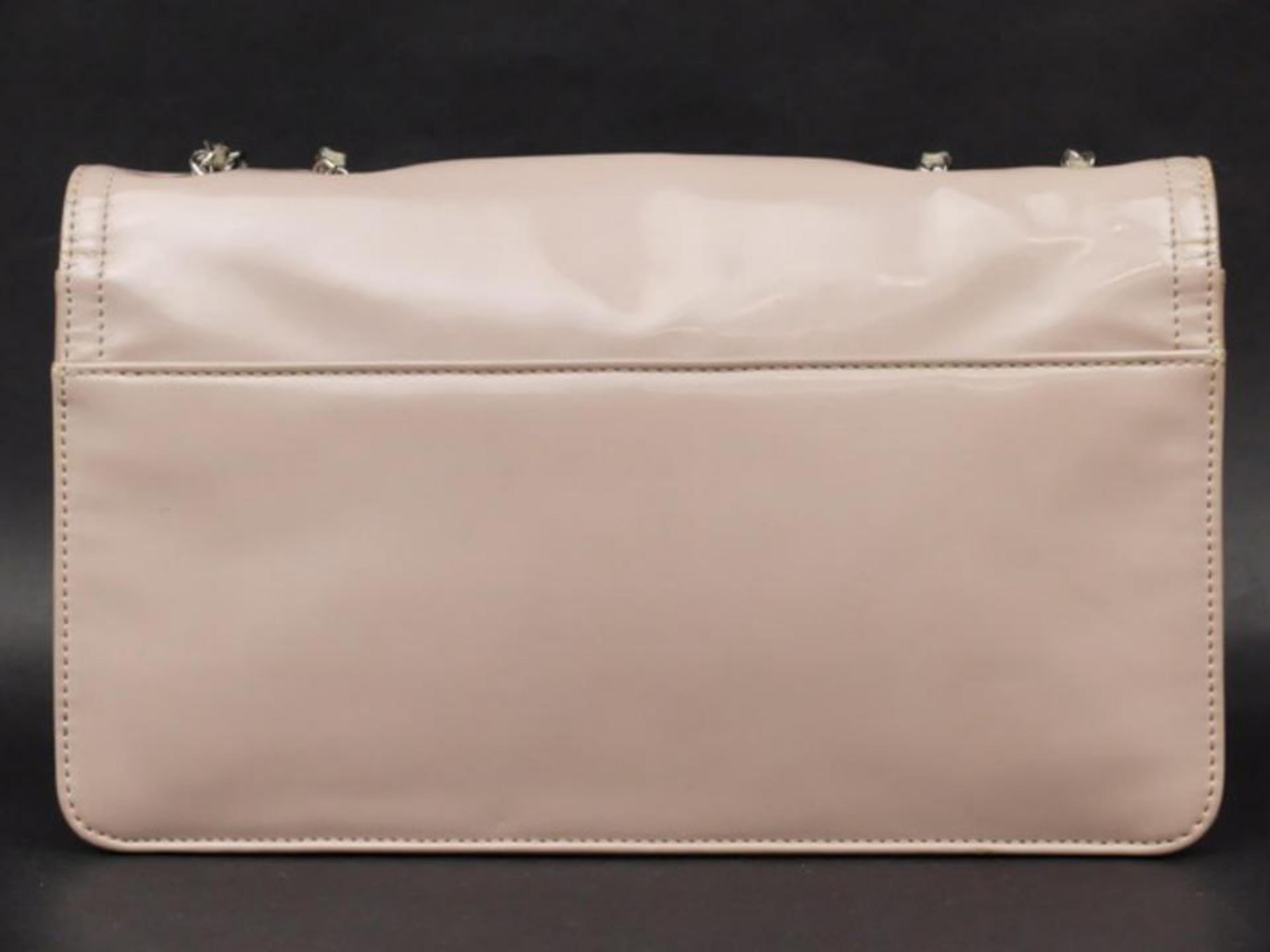 Women's Chanel Wallet on Chain Lipstick Logo 225724 Mauve Patent Leather Shoulder Bag For Sale