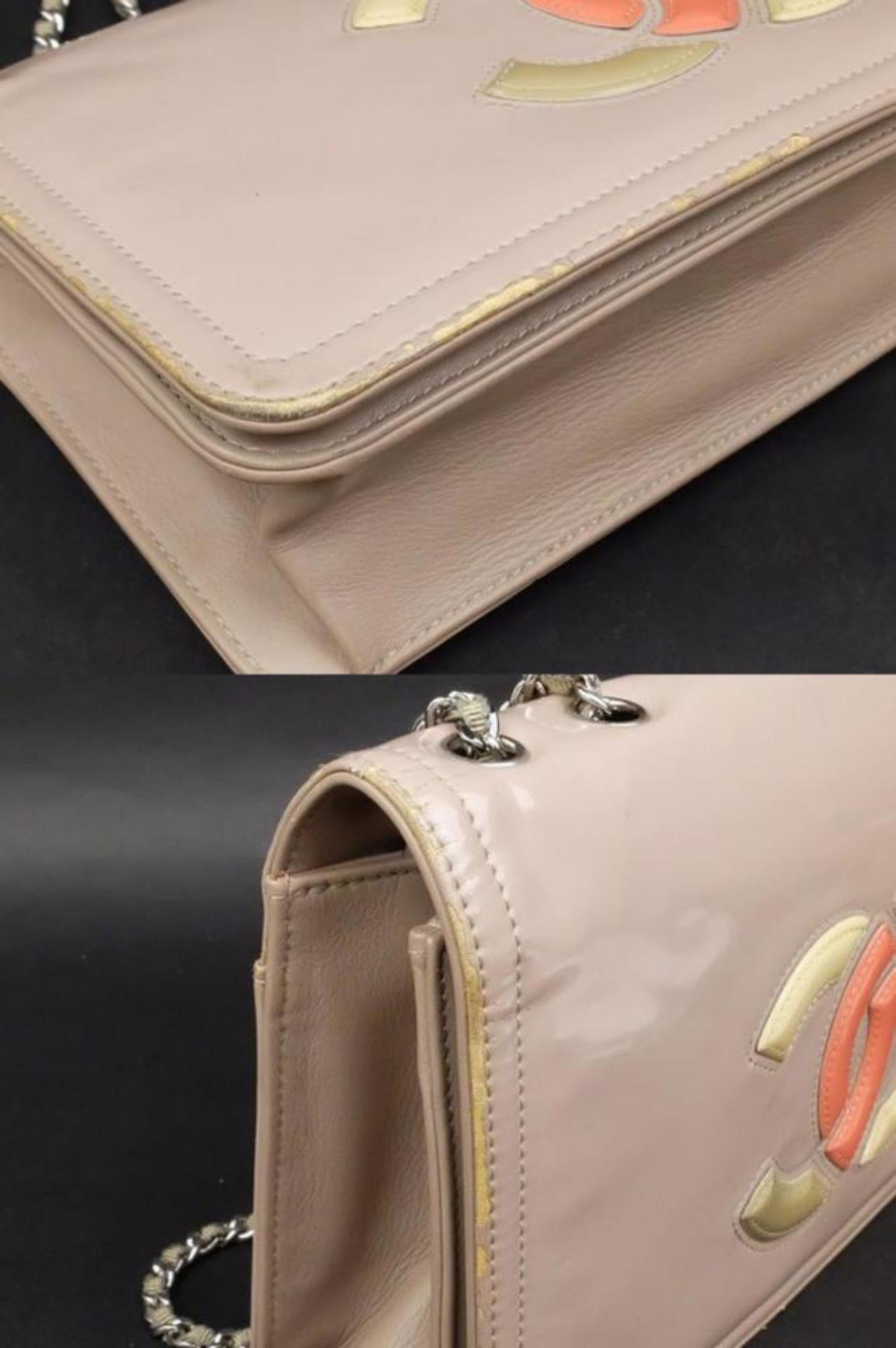 Chanel Wallet on Chain Lipstick Logo 225724 Mauve Patent Leather Shoulder Bag For Sale 2