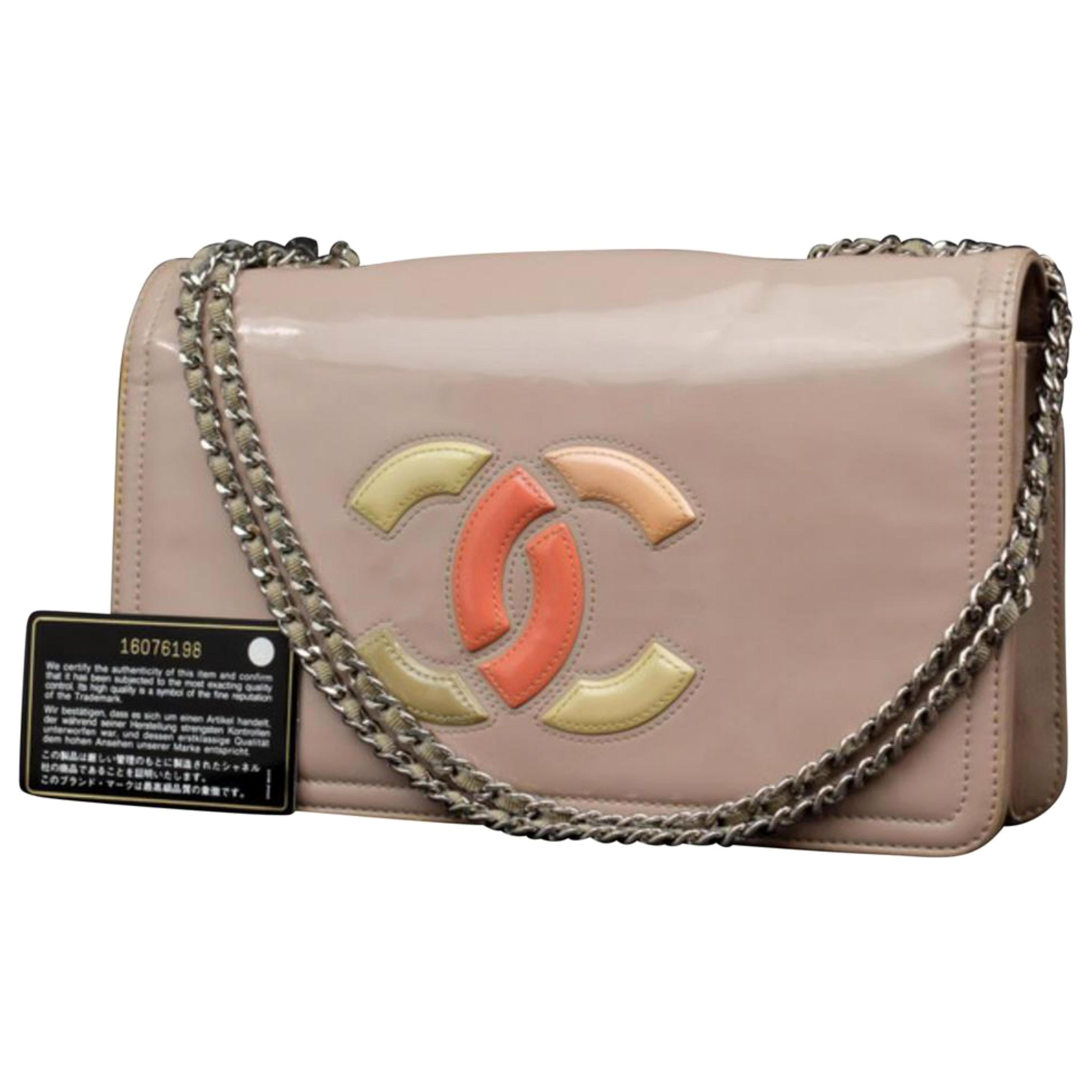 Chanel Wallet on Chain Lipstick Logo 225724 Mauve Patent Leather Shoulder Bag For Sale