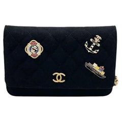 Chanel Wallet on Chain Metiers d'Art Paris-Hamburg Black Wool Nautical Charms