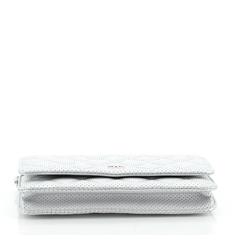 Gray Chanel Wallet on Chain Perforated Leather