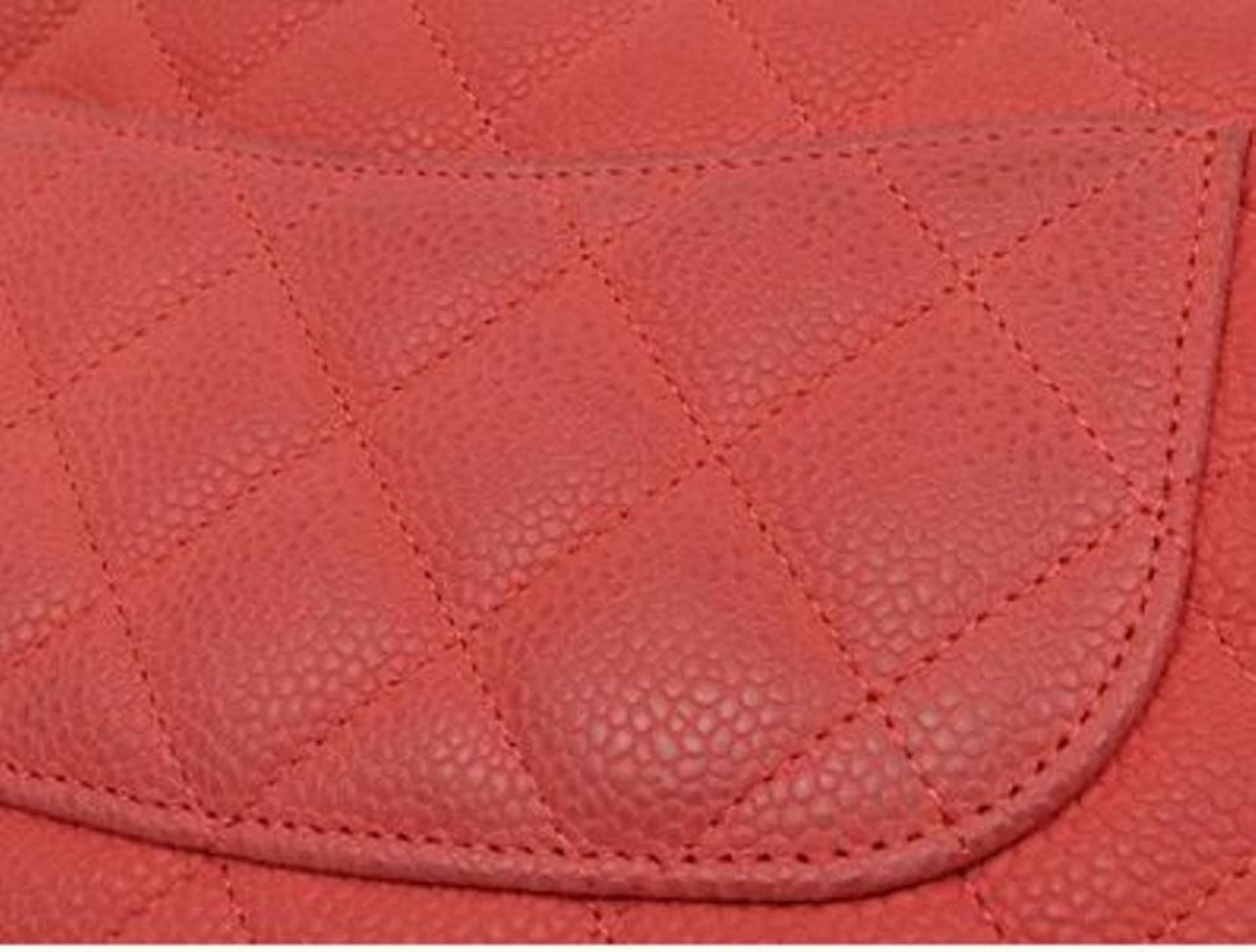 Chanel Wallet on Chain Quilted Caviar 219717 Red Leather Shoulder Bag For Sale 7