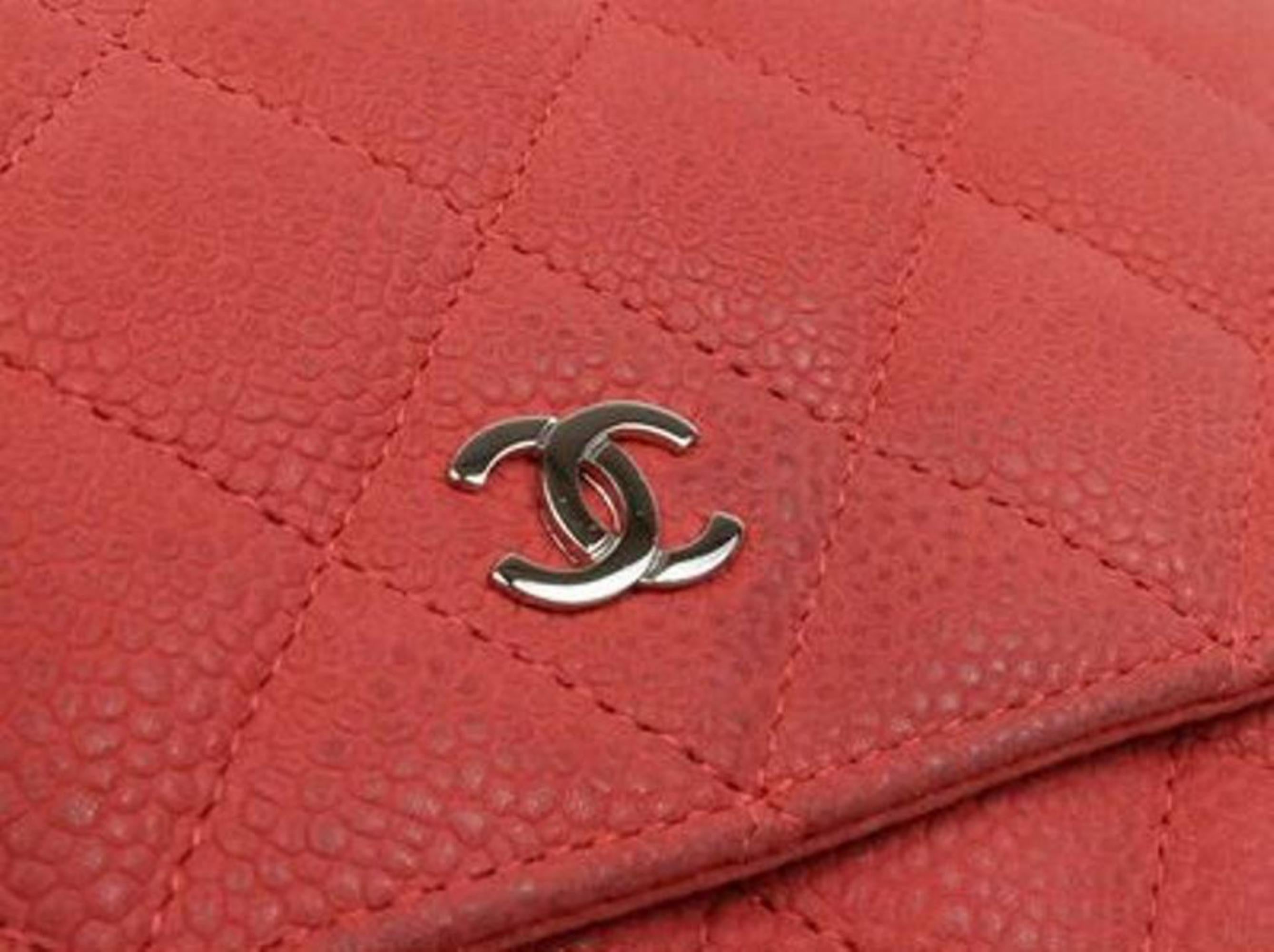 Women's Chanel Wallet on Chain Quilted Caviar 219717 Red Leather Shoulder Bag For Sale