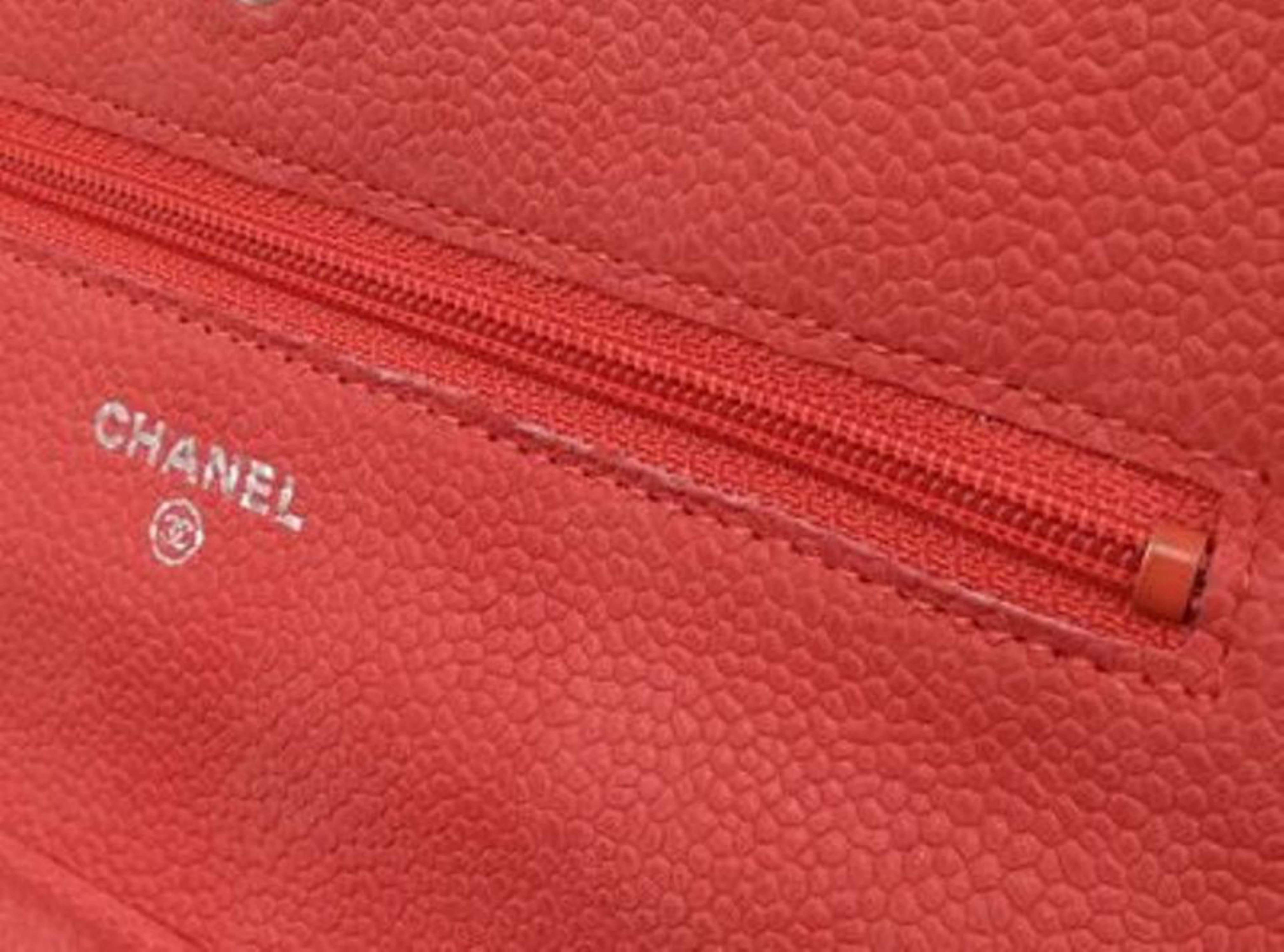 Chanel Wallet on Chain Quilted Caviar 219717 Red Leather Shoulder Bag For Sale 1