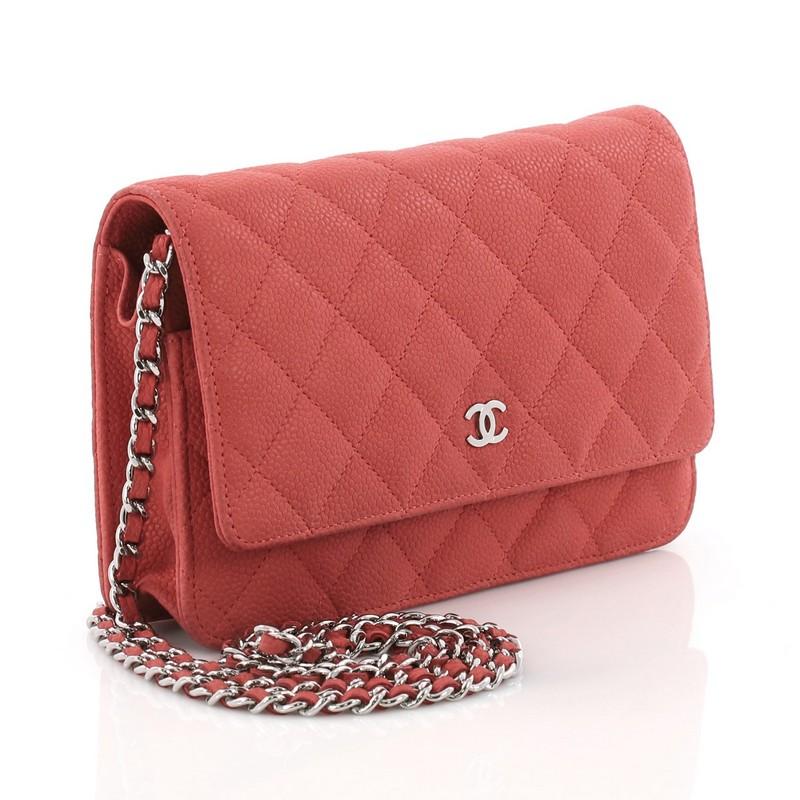 Pink Chanel Wallet on Chain Quilted Caviar
