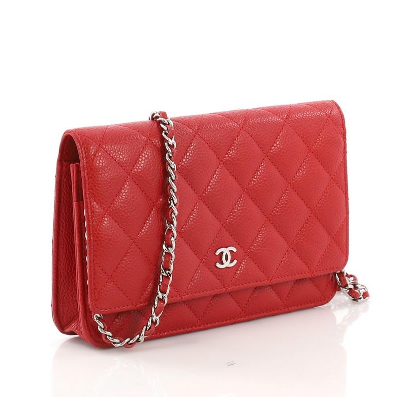 Chanel Wallet on Chain Quilted Caviar (Rot)