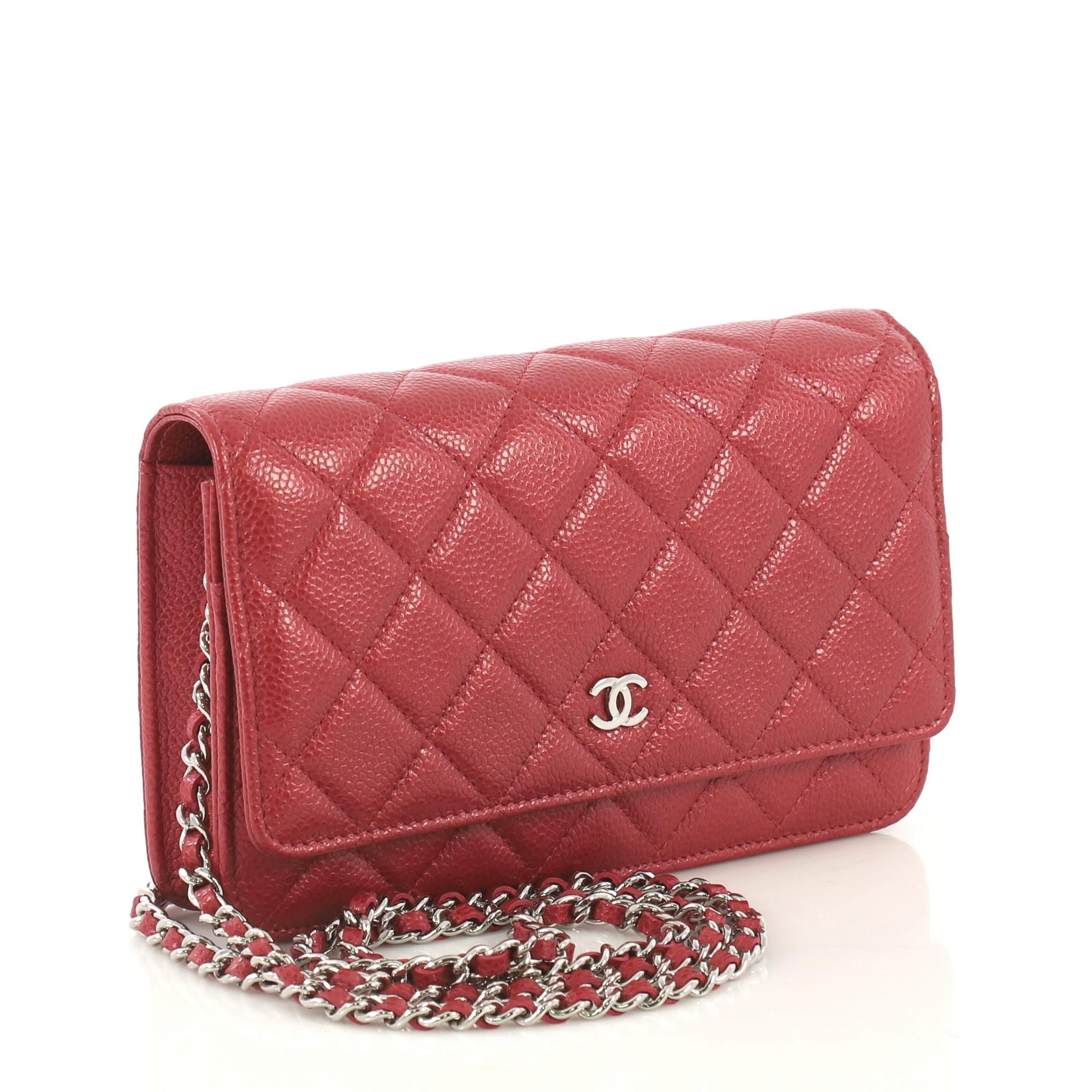 Pink Chanel Wallet on Chain Quilted Caviar